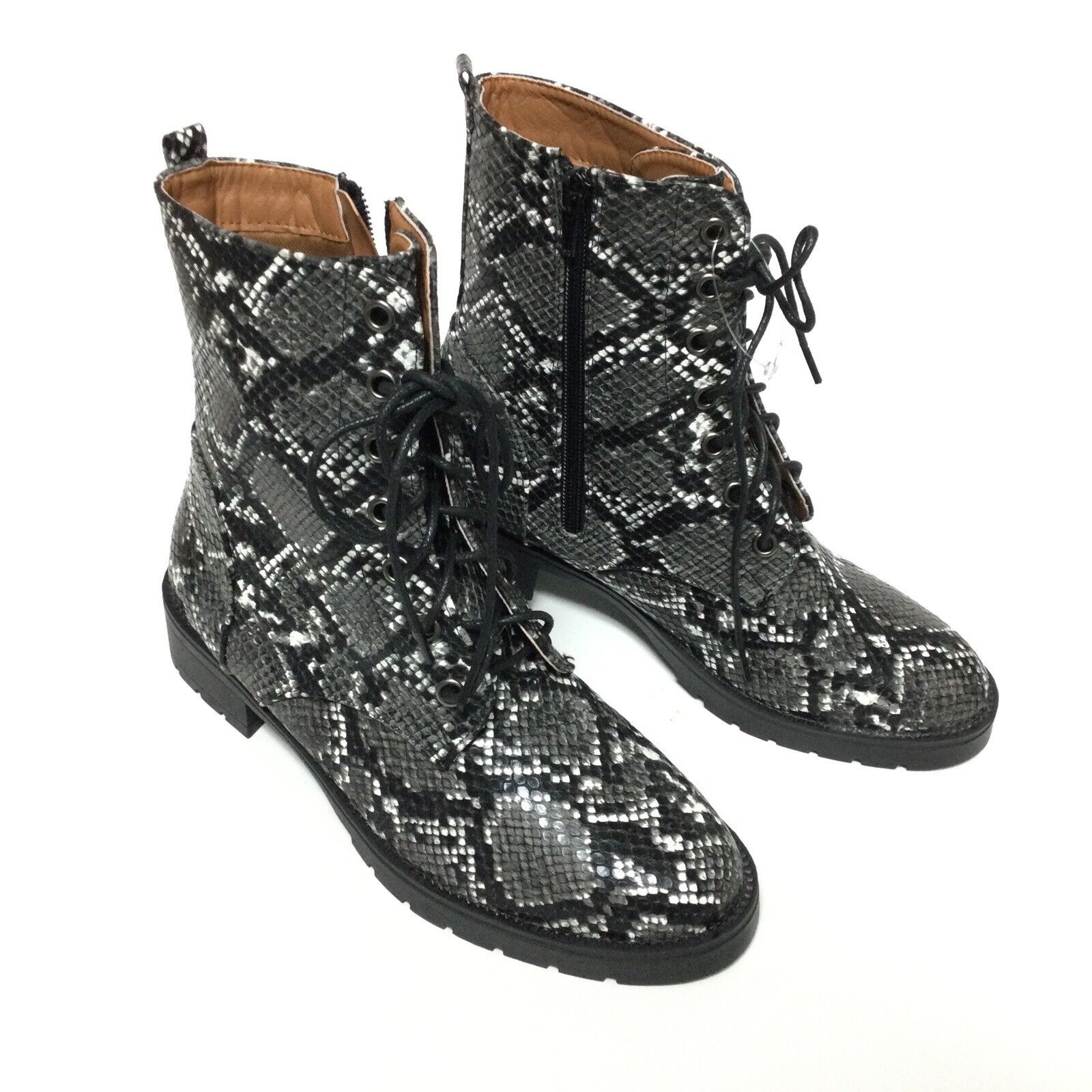 Coconuts by Mattise Women Boots Size 8M Finch Snake Zip Side Combat NWOT