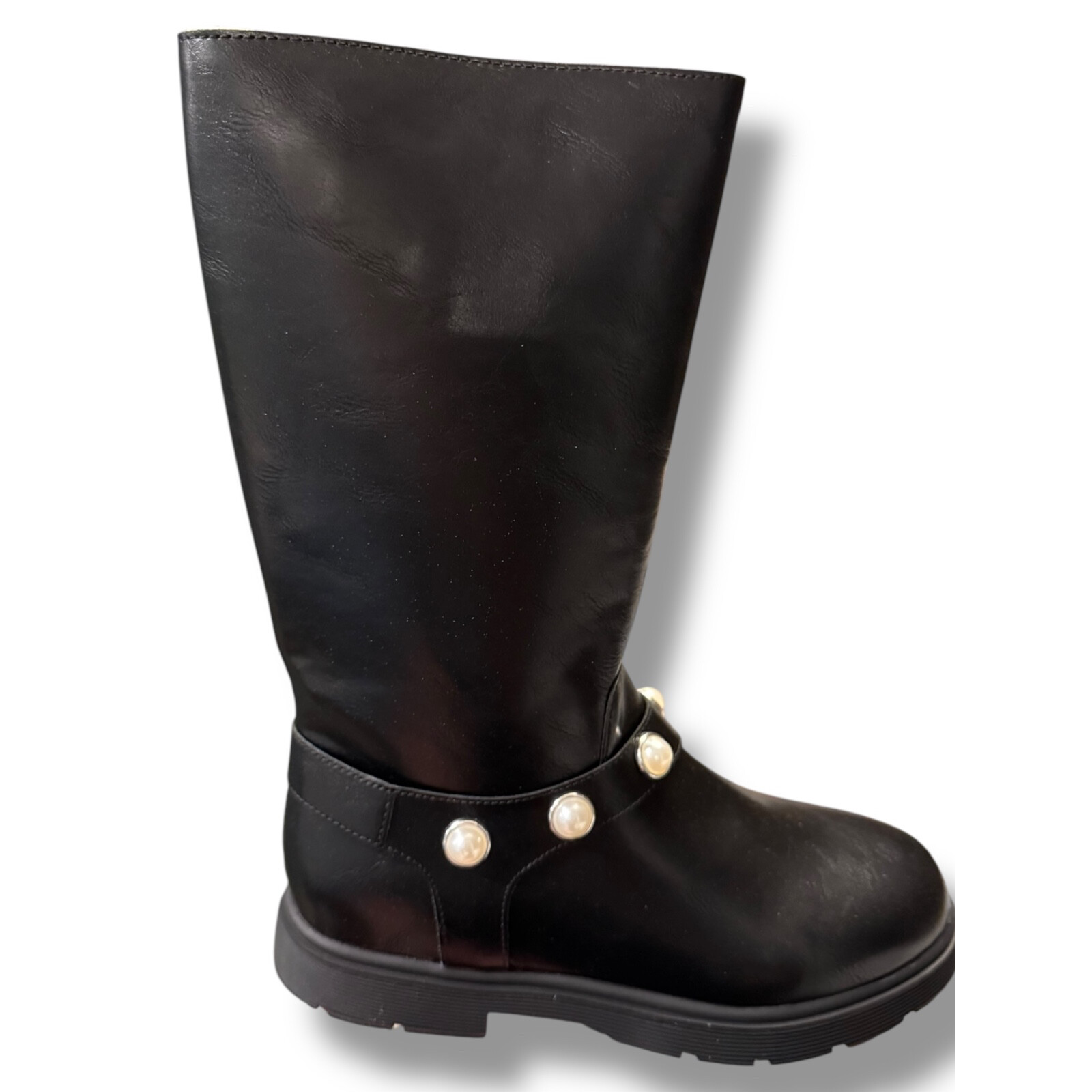 SO Sonoma Breah Girls Black Boots Pearl Detail Chunky Knee High Boots Size 3