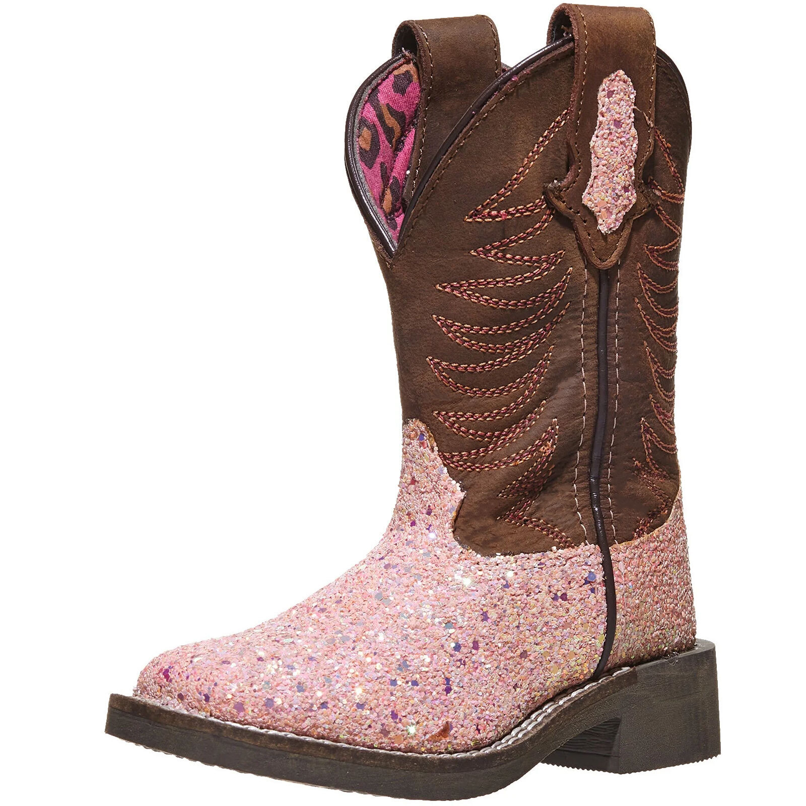 SMOKY MOUNTAIN BOOTS Girls’ Ariel Glitter Western Leather Boots, Colors & Sizes