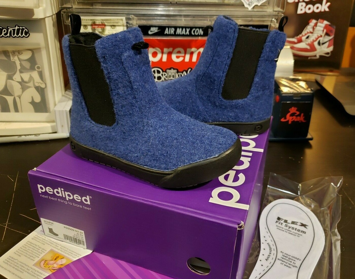 NEW Pediped Eclipse Navy Felt Flex Girls Winter Boots Toddler 8.5T / 25 EUR