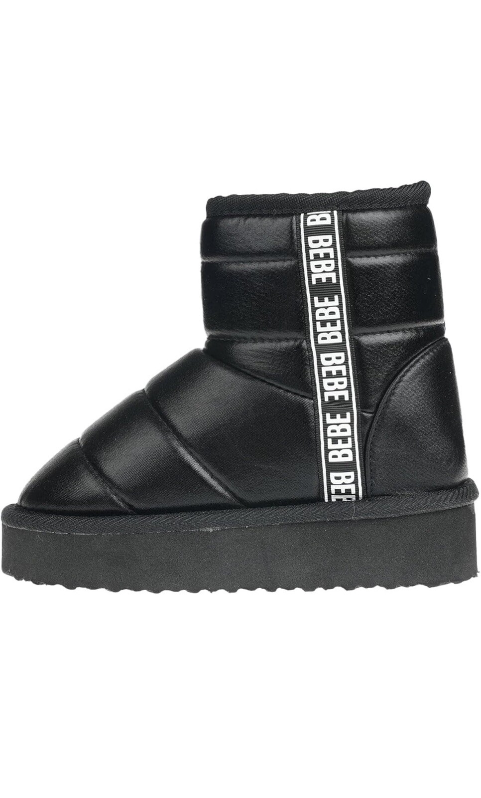 bebe Girl’s Winter Boots Cozy Ankle Kids Boots, Fuzzy, Black, Size 4