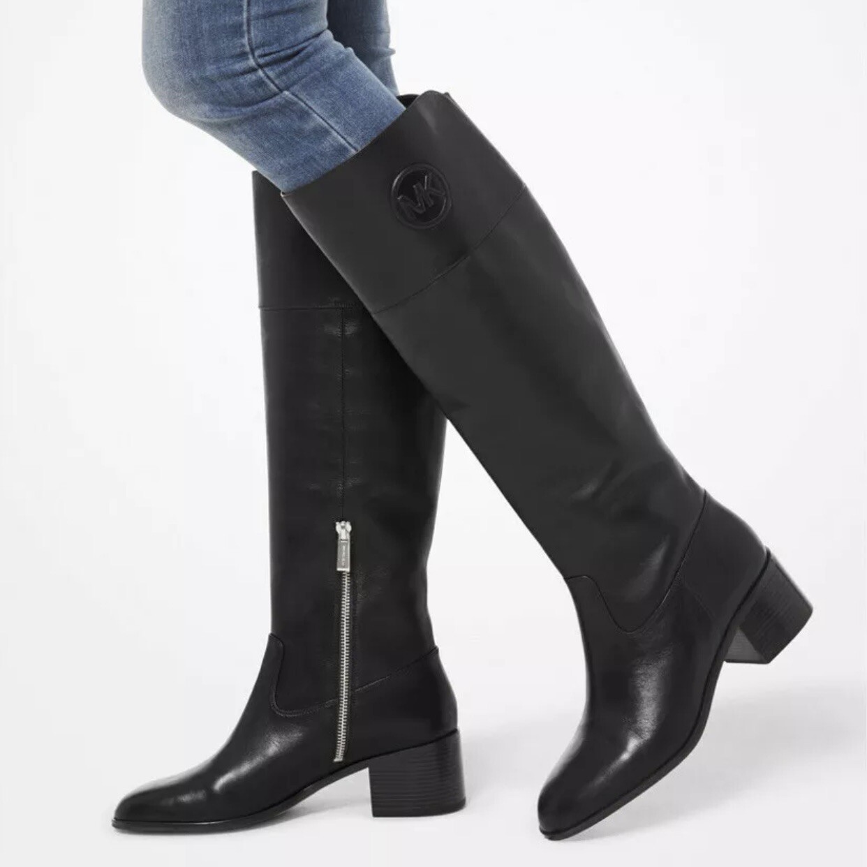 New Michael Kors Dylan Women Boots Size 5.5M Knee High Black Leather RETAIL $225