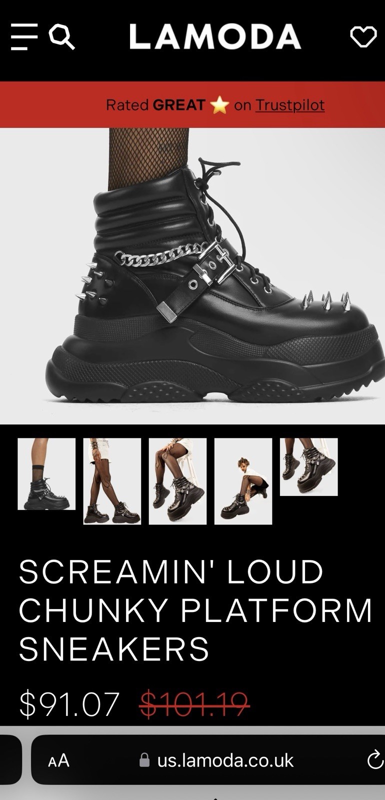 Emo spiked boots / Goth spiked boots / rock star boots size 8 / Spiked boots