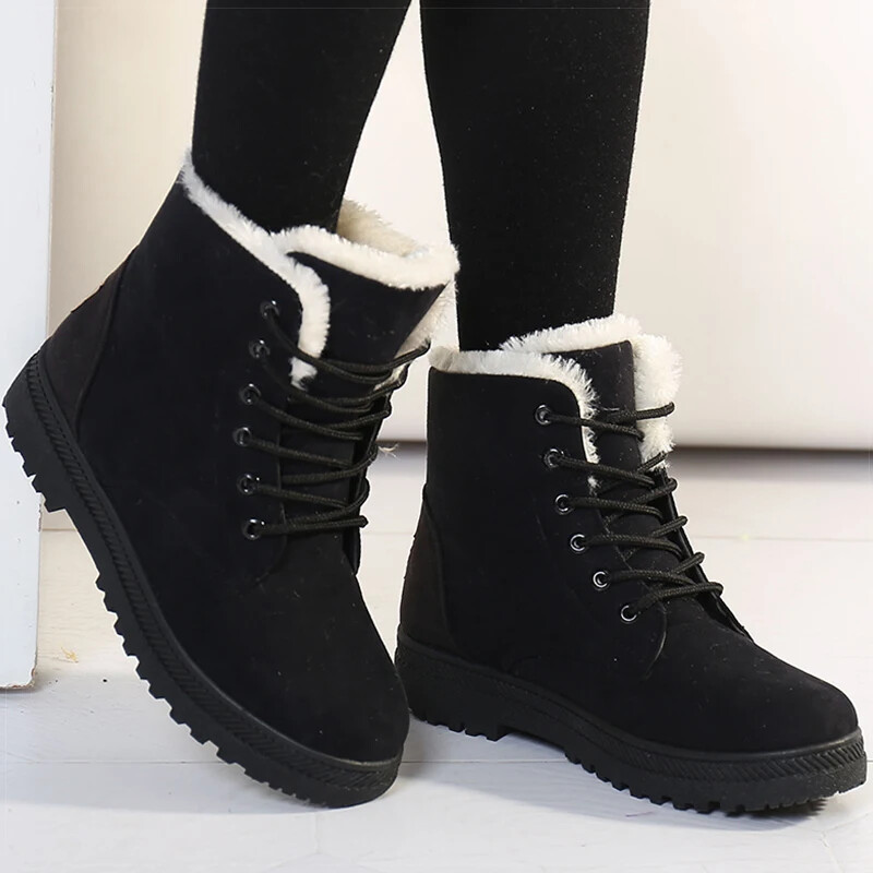 Women’s Winter Boot Low Heels Women Boots With Fur Warm Winter Shoes Snow Boots