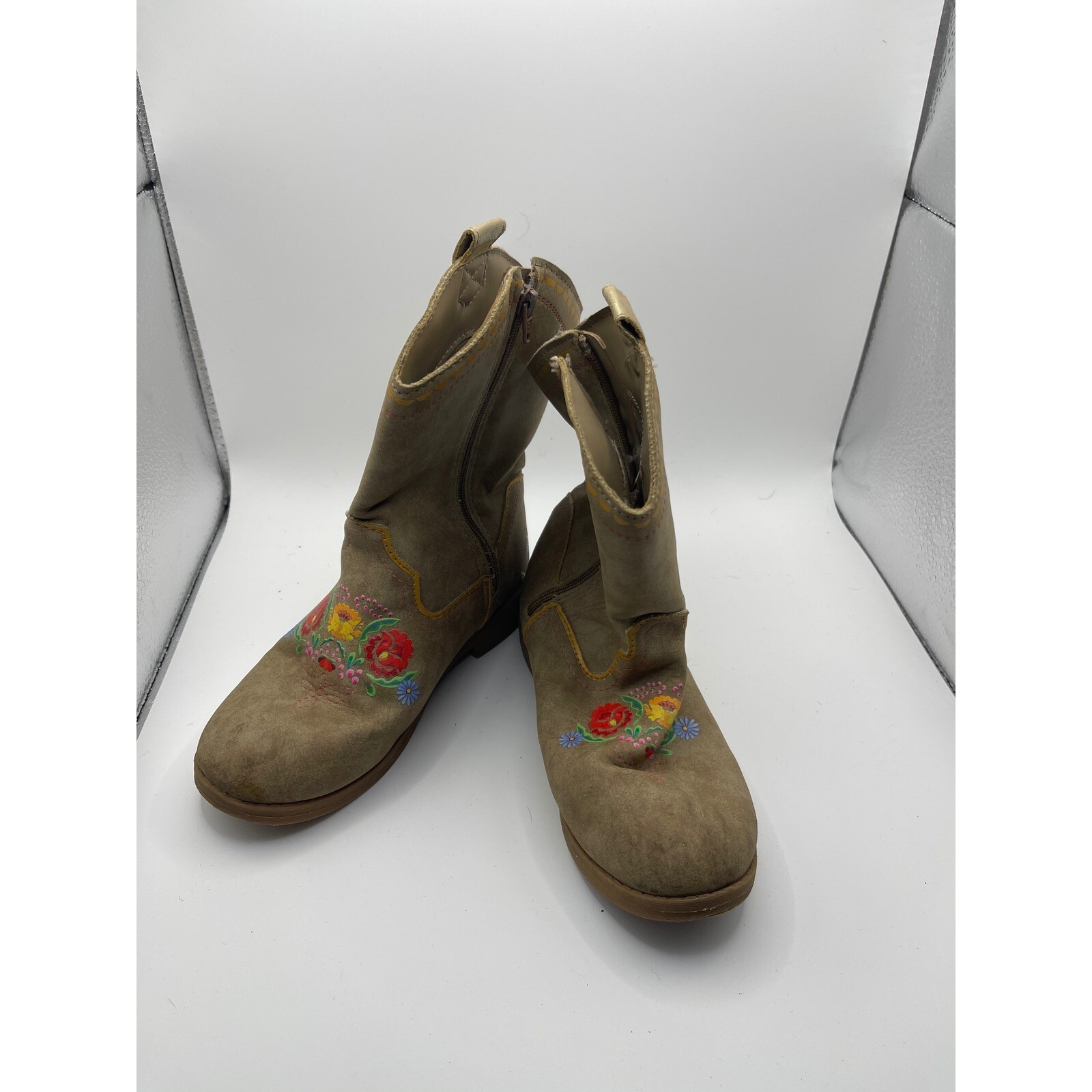 Spirit Dreamworks Wild And Free Brown Zip Cowgirl Boots Kids Youth Size 12