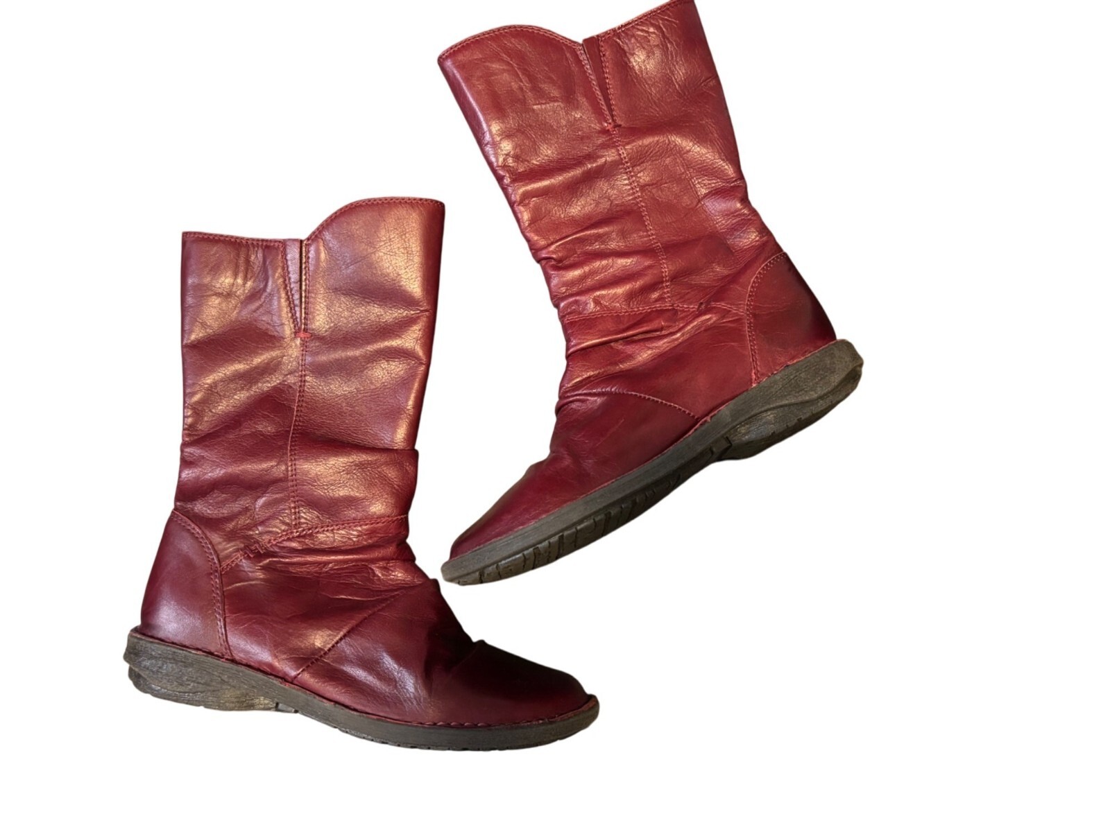 Miz Mooz Womens Burgundy Leather Mid-Calf Boots Size 38