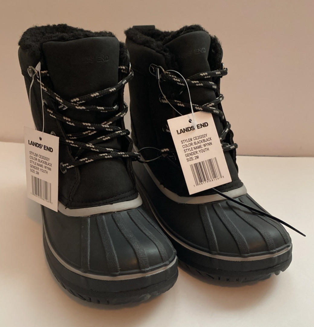 Lands’ End Wynn Snow Boots Kids Insulated Waterproof Winter Snow Duck Boot Sz 2