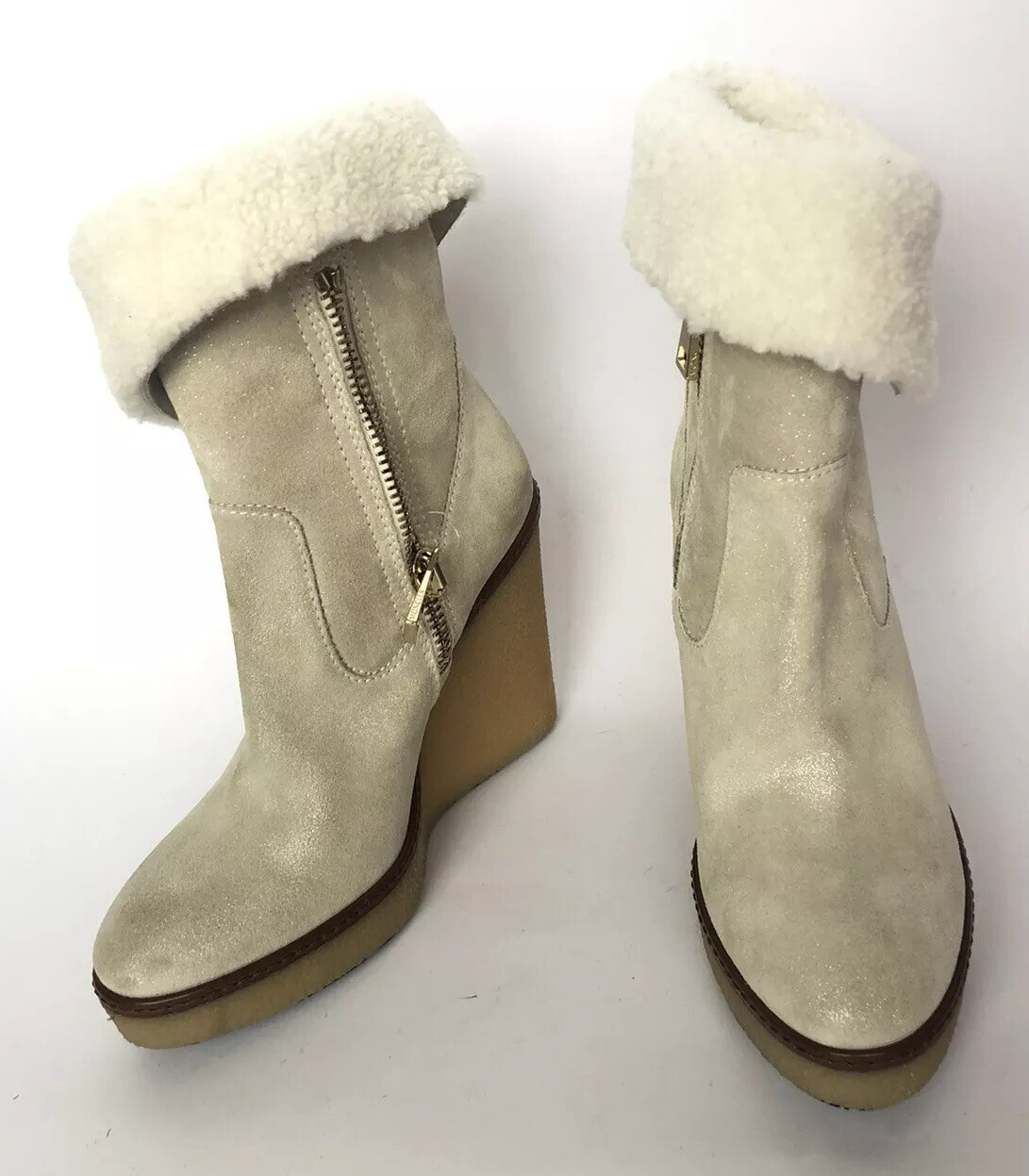 Moncler Women Boots Size 38 New Suede Sparkle Silver