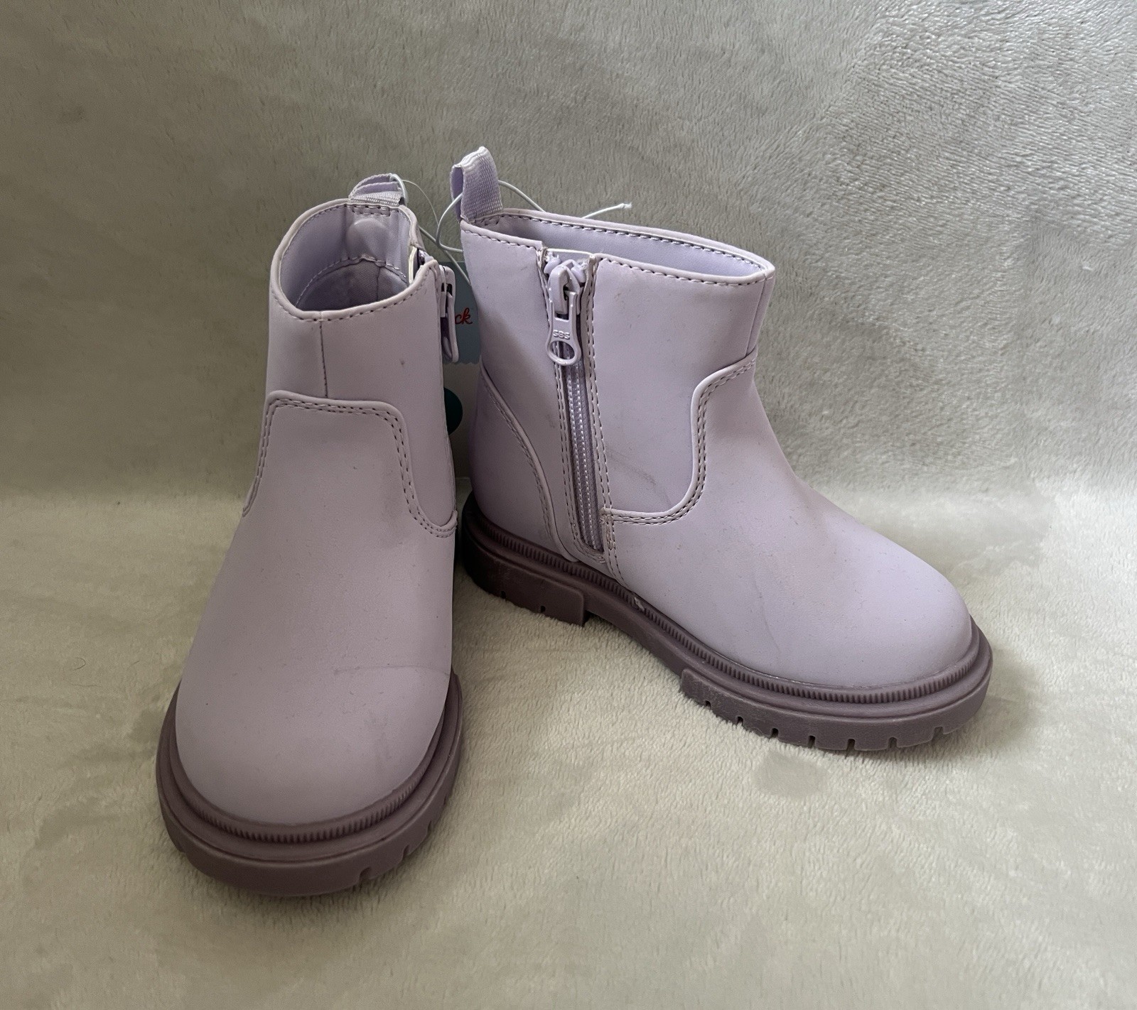 Cat & Jack Boots Toddler Girls Sz 8 Flora Purple Zipper Shoes *Flaw