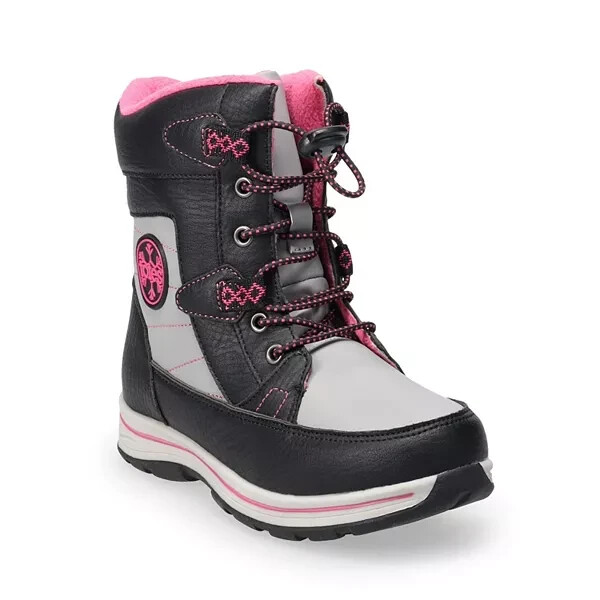 NEW W/ BOX Totes ThermoLite Black / Pink / Gray Winter Boots Size Girls 13 M $59
