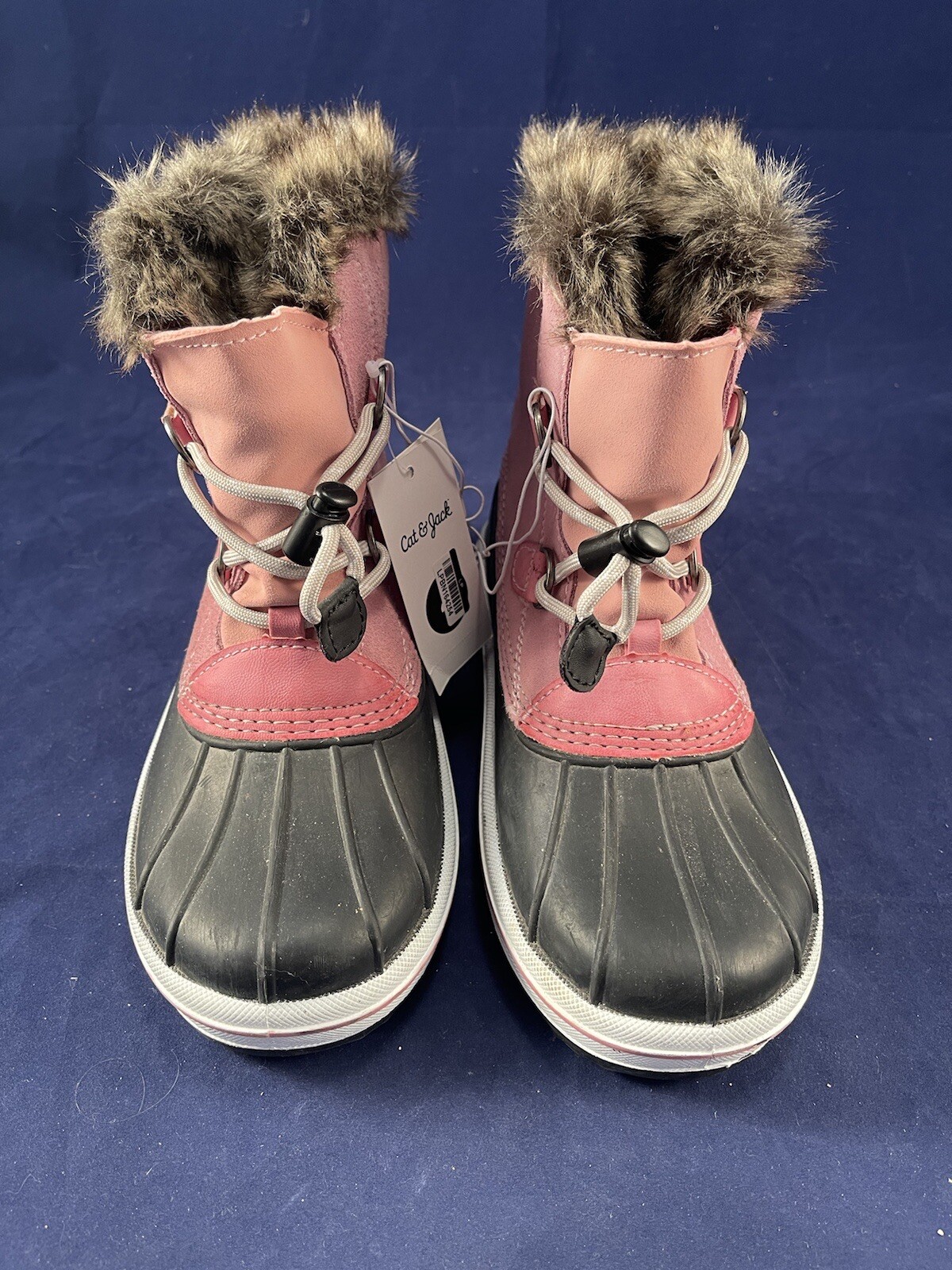 Cat And Jack Girls Winter Boots Size 4 Big Girl Thermal Pink Fax Fur Snow