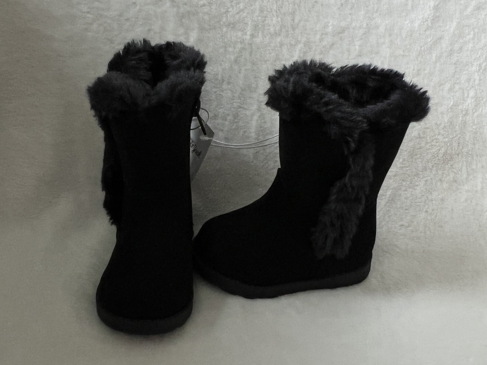 Cat & Jack Winter Boots Baby Girls Size 4 Katrina Faux Fur Black