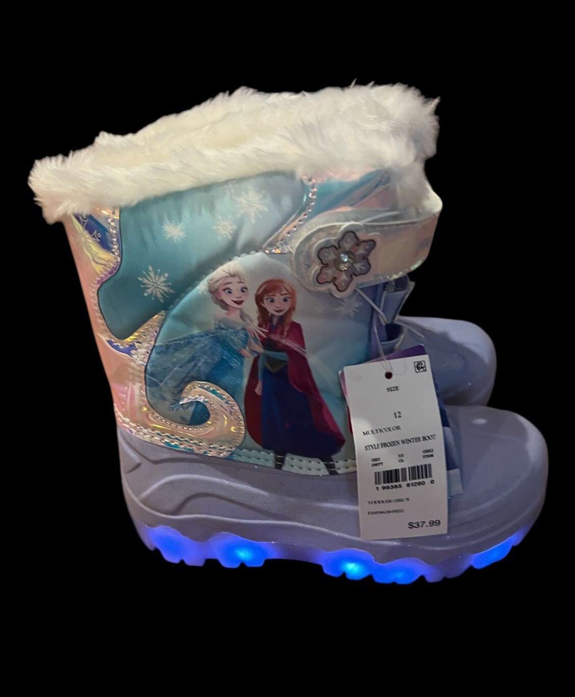 Disney Frozen Led Light Up Toddler Girls’ Winter Boots Blue Sparkling Sz 12