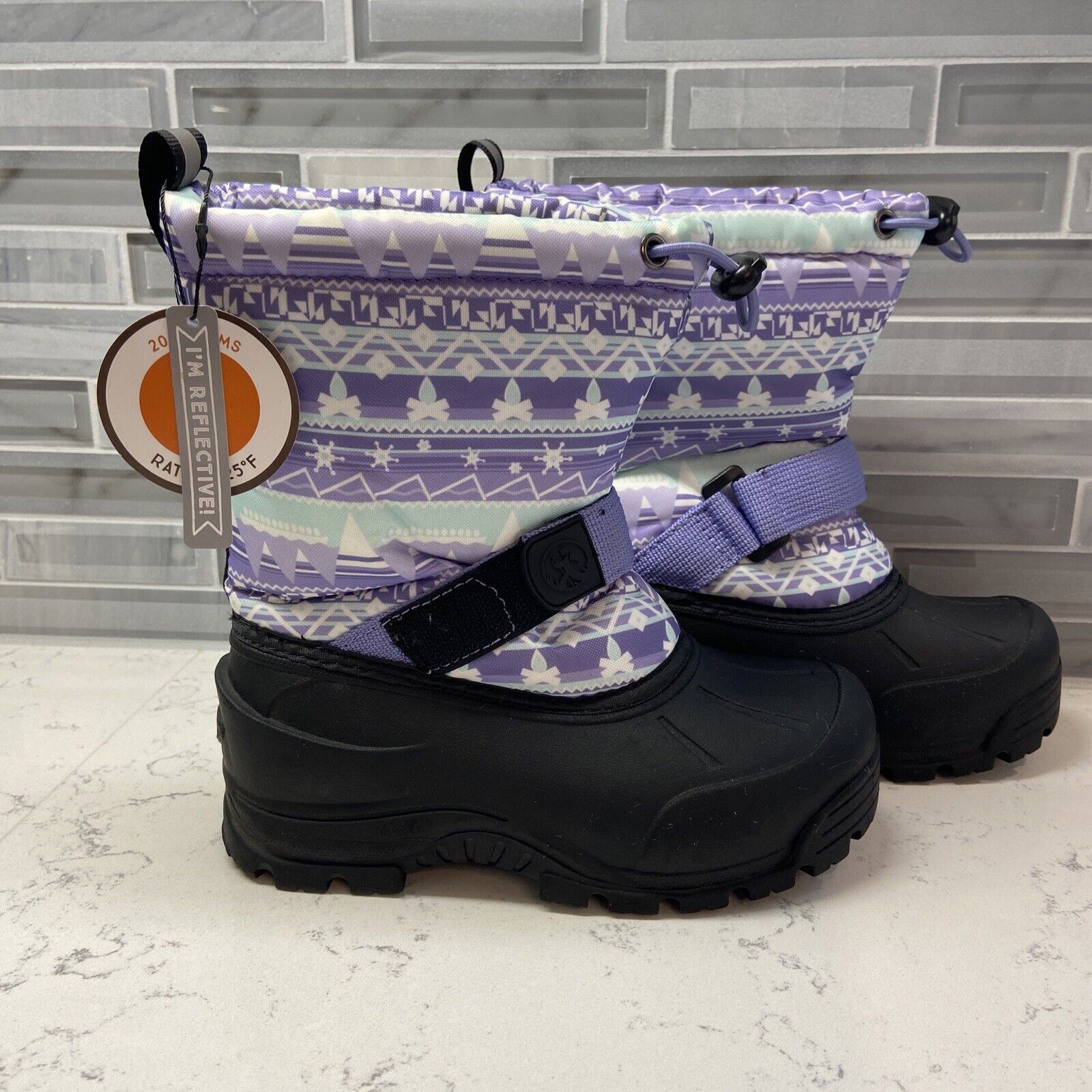 Northside Thinsulate Girls Hook & Loop Adjustable Water Resist Boots SZ 13 NWT