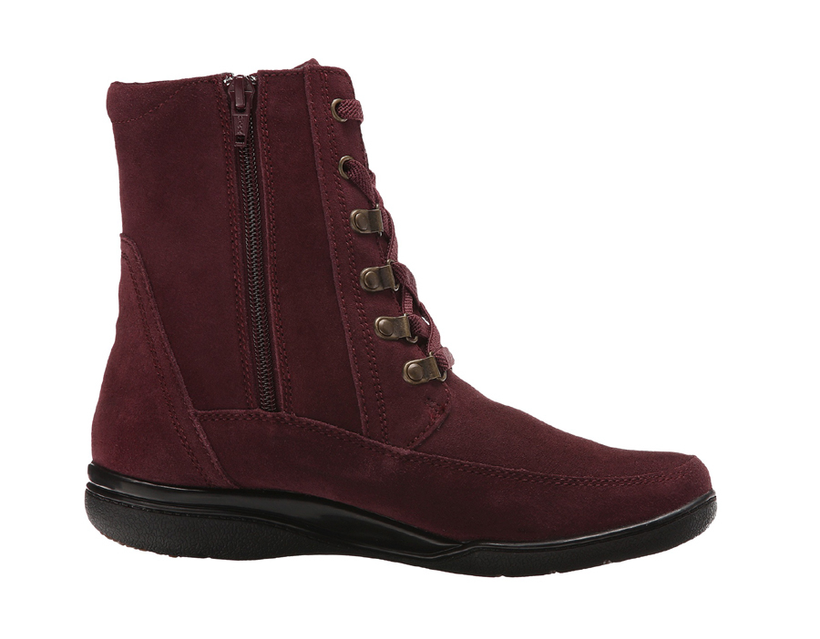 New Clarks KEARNS SIRENA Leather Women Boots Size 7 Burgundy (MSRP $180)