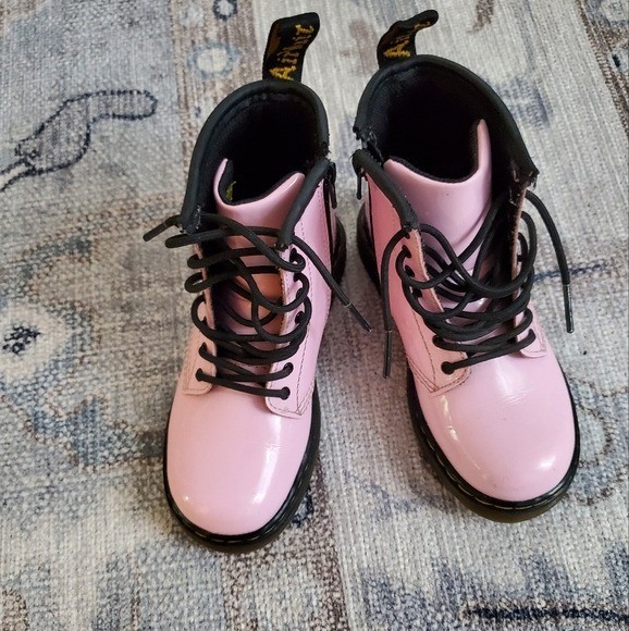 Dr. Martens Kids Pink Patent Leather Boots sz10