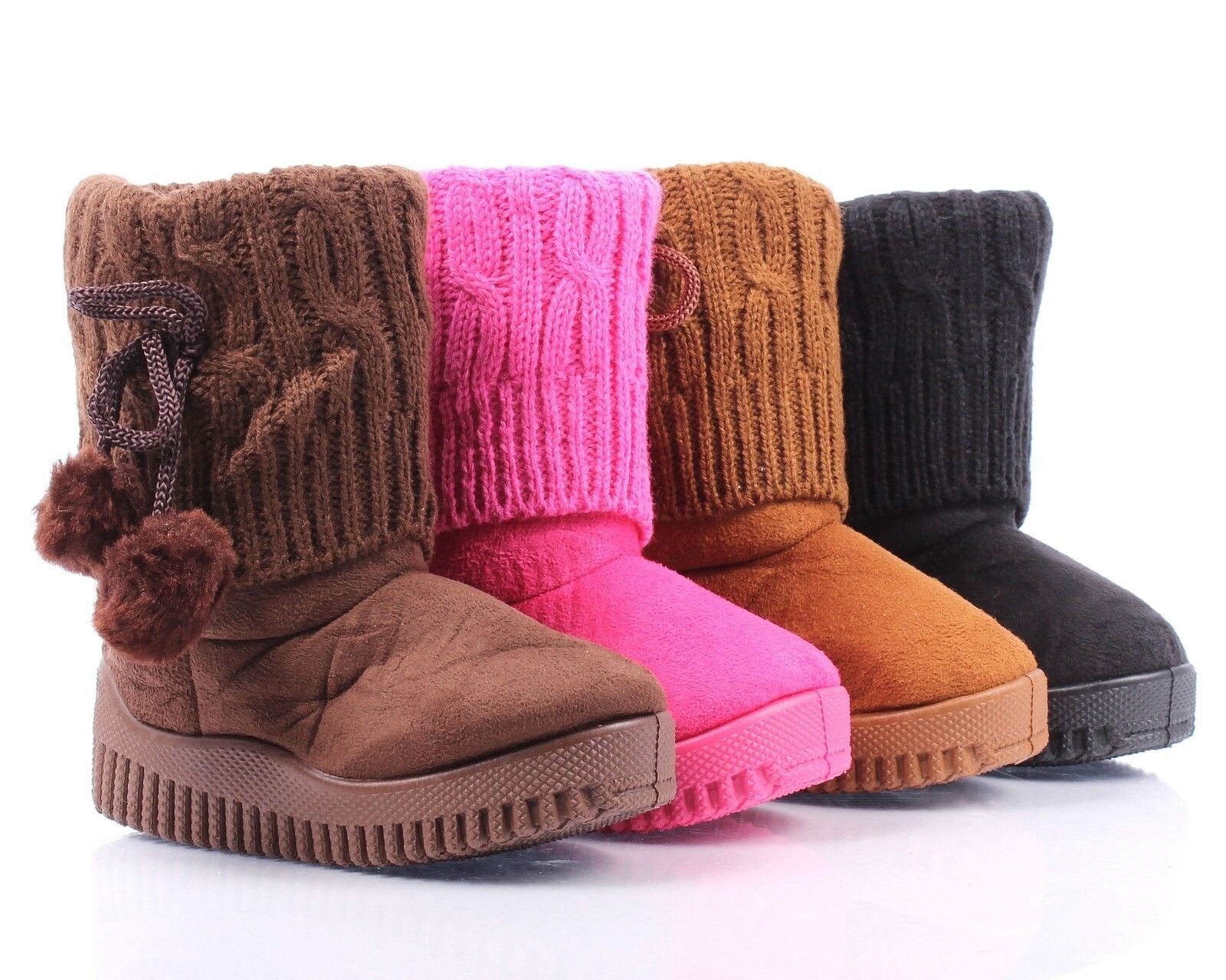 Cute Faux Suede Pom Pom Casual Booties Toddlers Kids Girls Winter Boots NO BOX