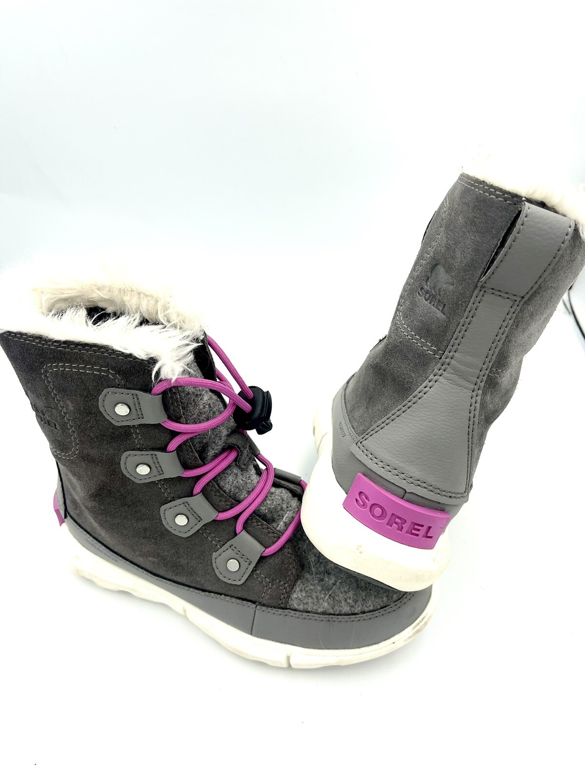Girls Sorel Snow Boots size 3 Winter Girls Boots, Waterproof Girls Boots Grey