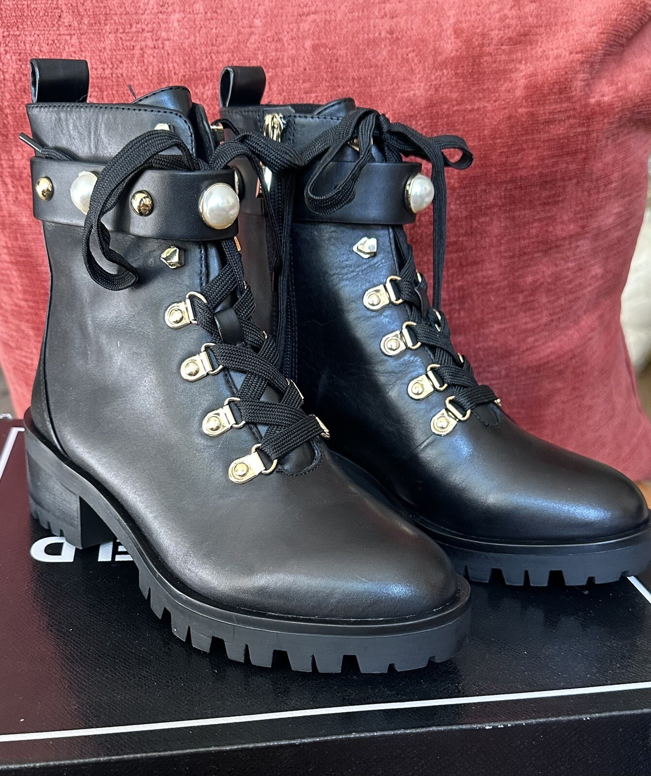 Karl Lagerfeld Women Boots Black Size 6.5 Stile Perry Smooth Calf Lea