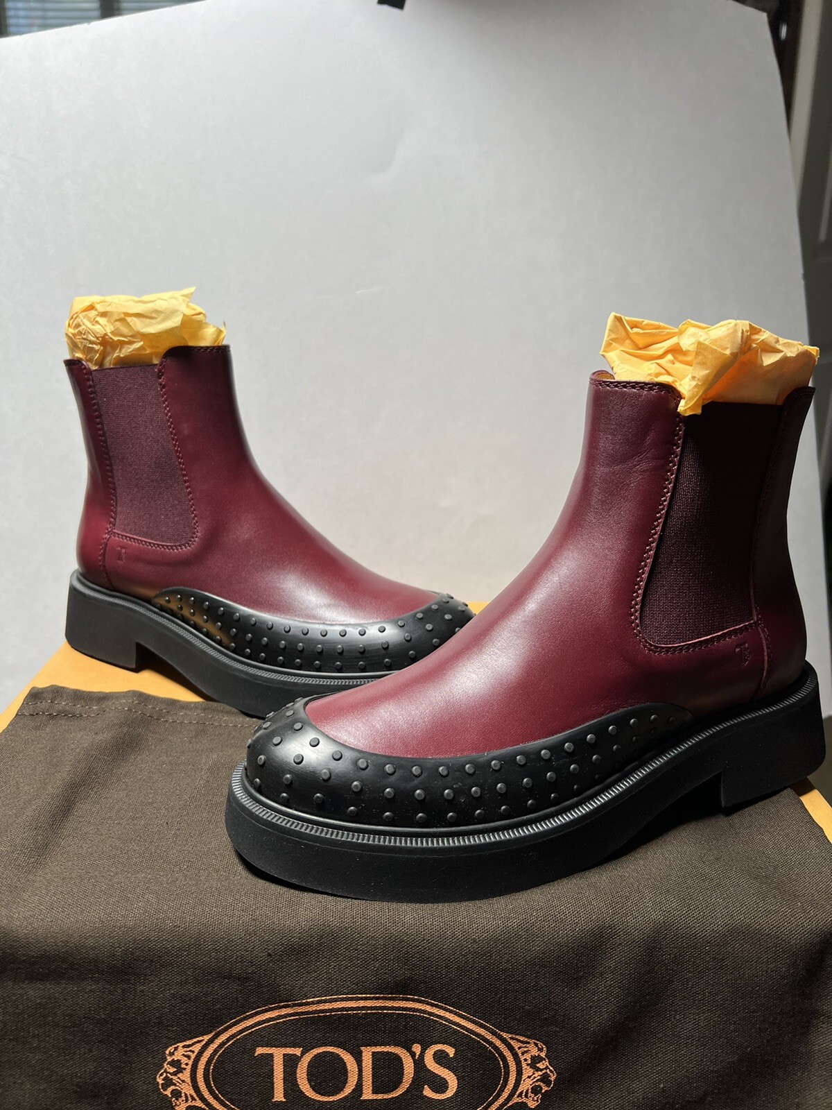 TOD’s Chelsea Women Boots Red Leather New Italy