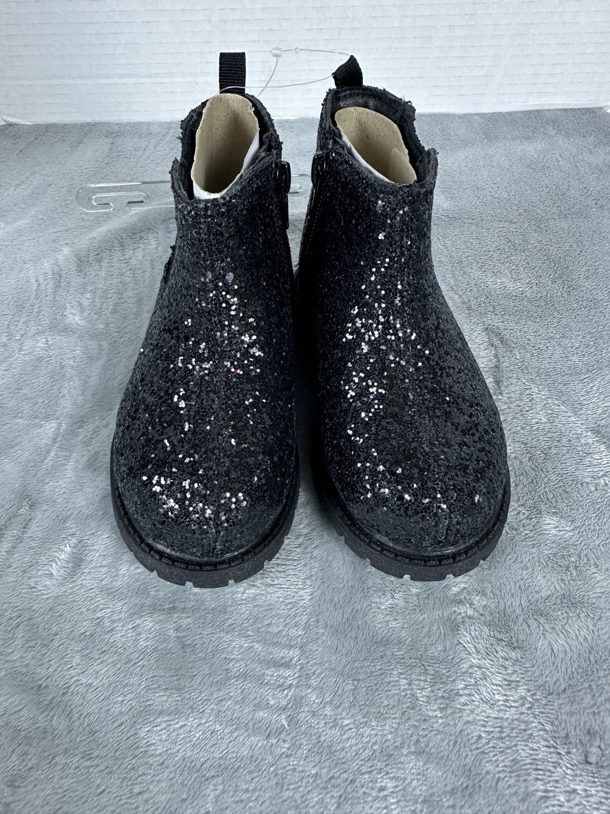 Carters Girls Black Glitter Chelsea Style Boots Size 8 Toddler Bessy Model New
