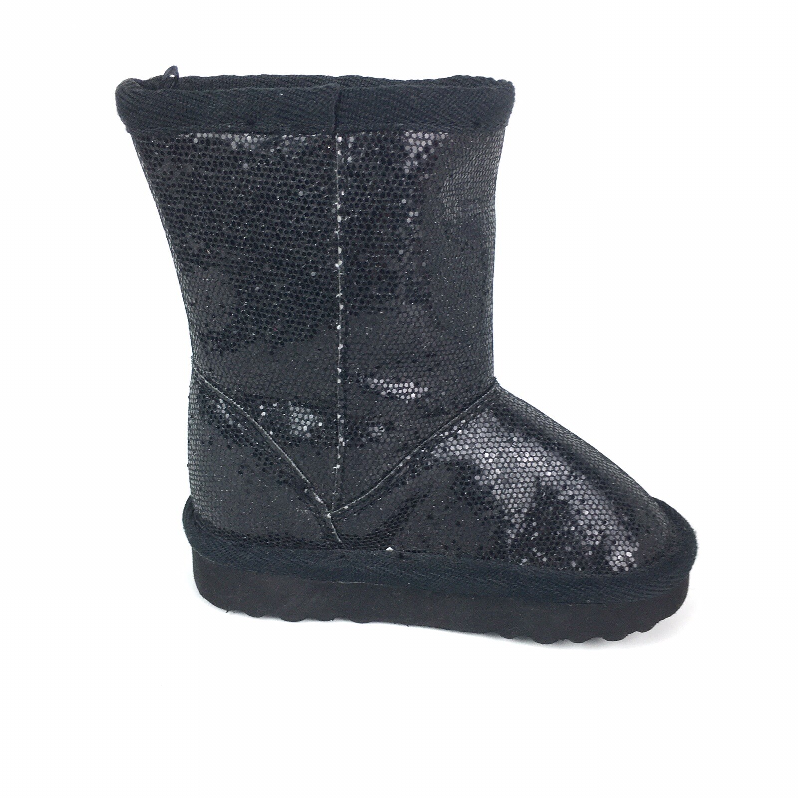 Girls Snow Boots Size 4 Black Glitter Faux Fur Lined Boots The Childrens Place