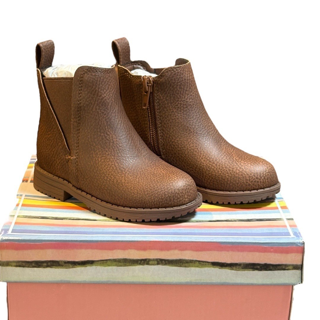 Mia Girls Little Rhoda Chelsea Ankle Boots Brown Faux Leather Toddler 6M New