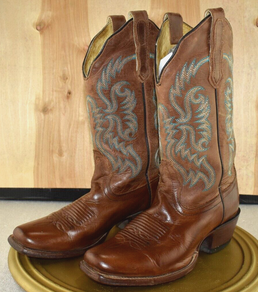 Nocona Bluebonnet Women Boots Size 6.5 B Brown Leather Snip Toe Western NL5009