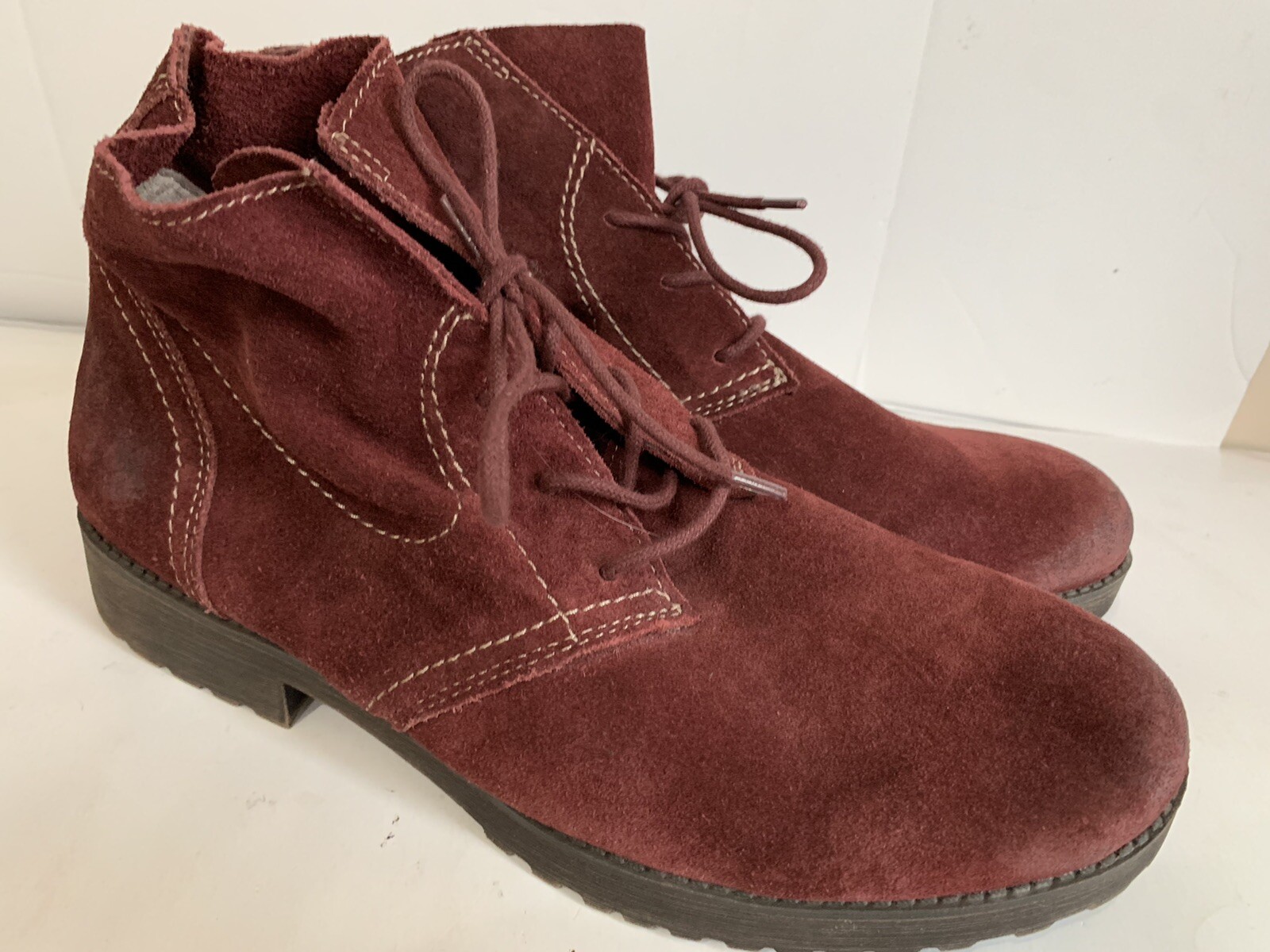 Naturalizer Women Boots 10M Maroon Red Bootie Leather Laced Endellion N5 Comfort