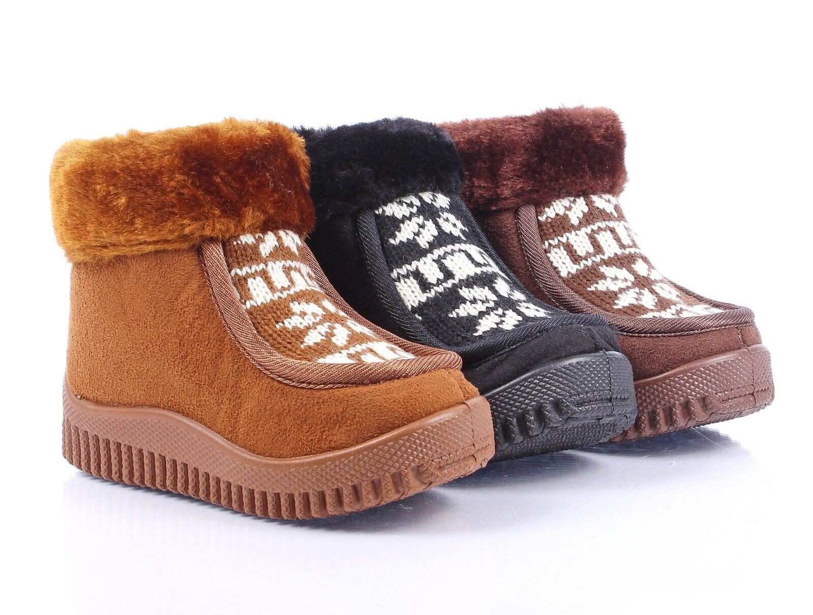 Unisex Side Zip Faux Fur Top Boys Toddlers Kids Girls Winter Boots Shoes NO BOX