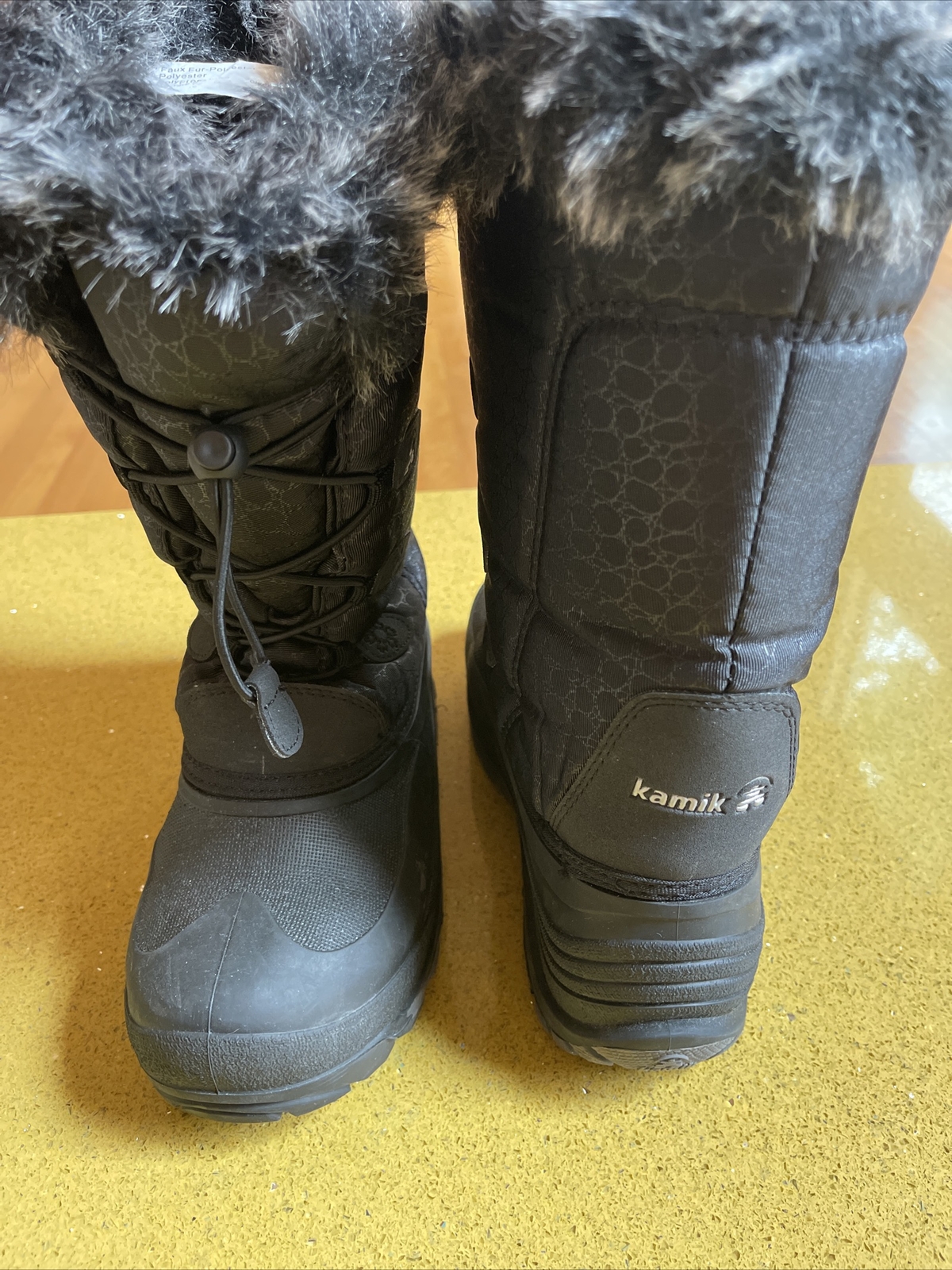 Kamik Women Momentum Boots Winter Snow Waterproof Faux Fur Lined Black Size 6