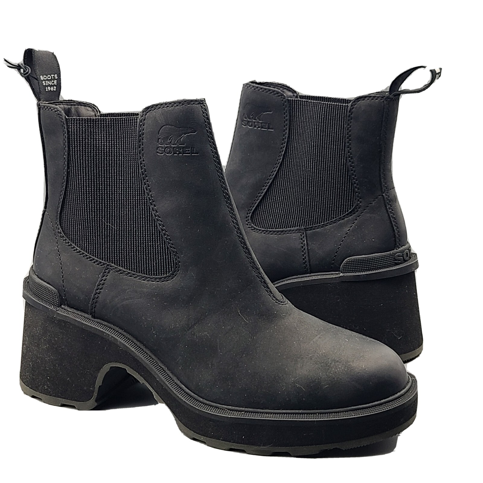 Sorel women boots Hi-Line black Block Heel Chelsea Booties  Size 9 new