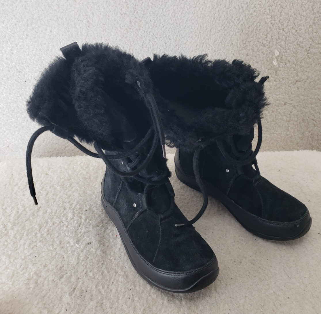 The North Face Icepick Women Boots 8 Black Suede Lace Up Lined Calf Flat Shoes