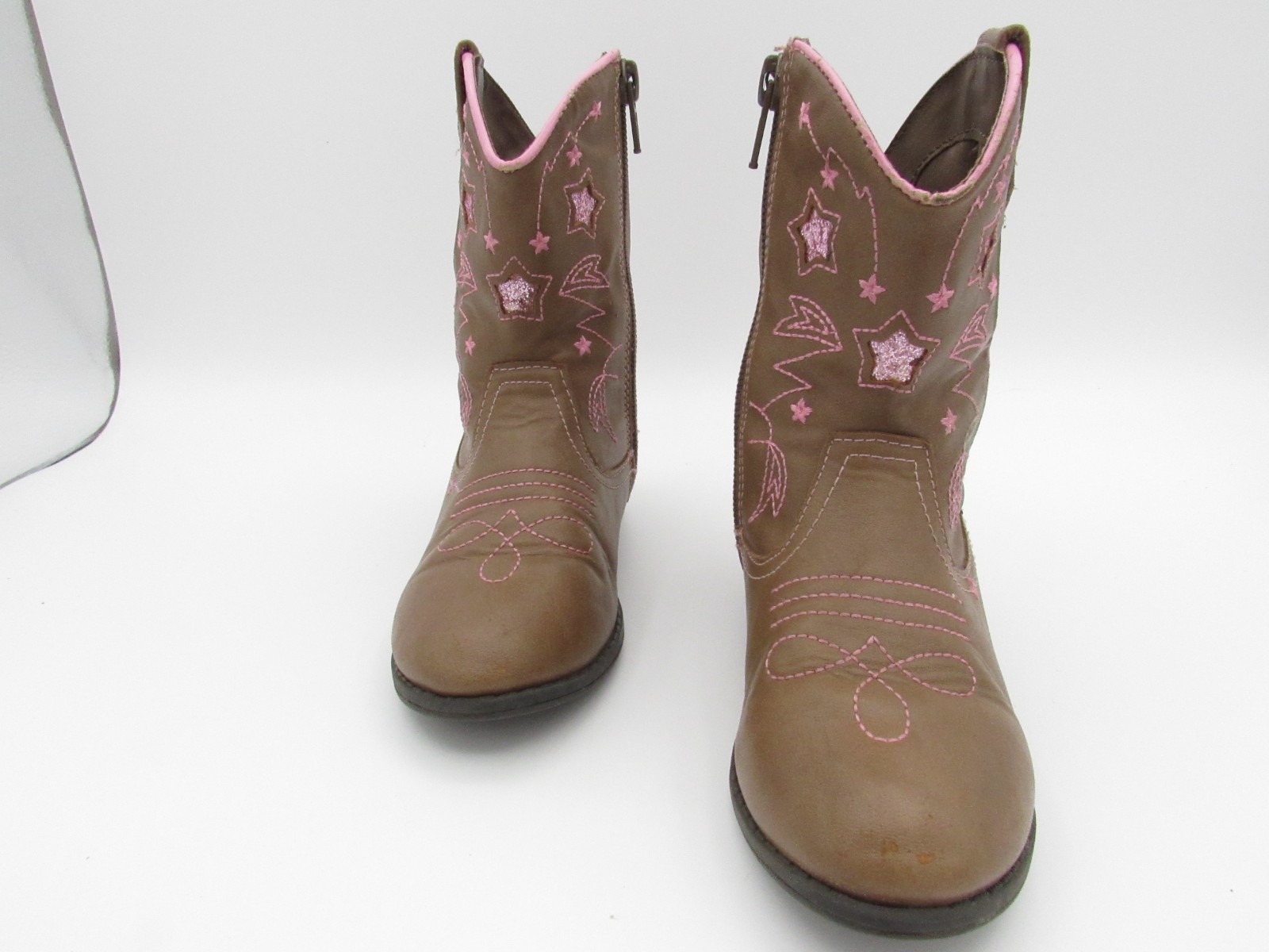 Wonder Nation Western Girls Brown w/ Pink Cowboy Boots~SZ 9