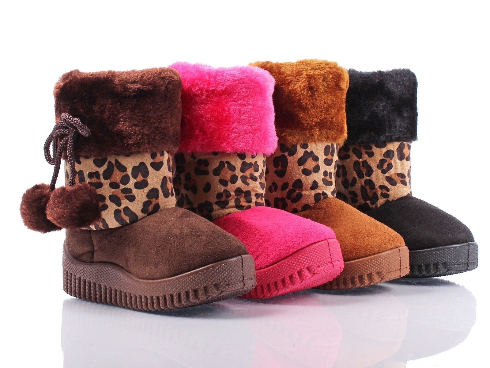 New Cute Faux Suede Pom Pom Fashion Booties Toddlers Kids Girls Winter Boots
