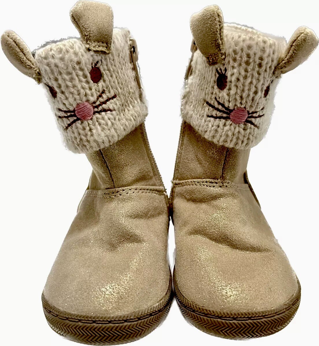 Koala Kids Toys R Us Baby Girls gold knitted Top rabbit Winter Boots Size 5