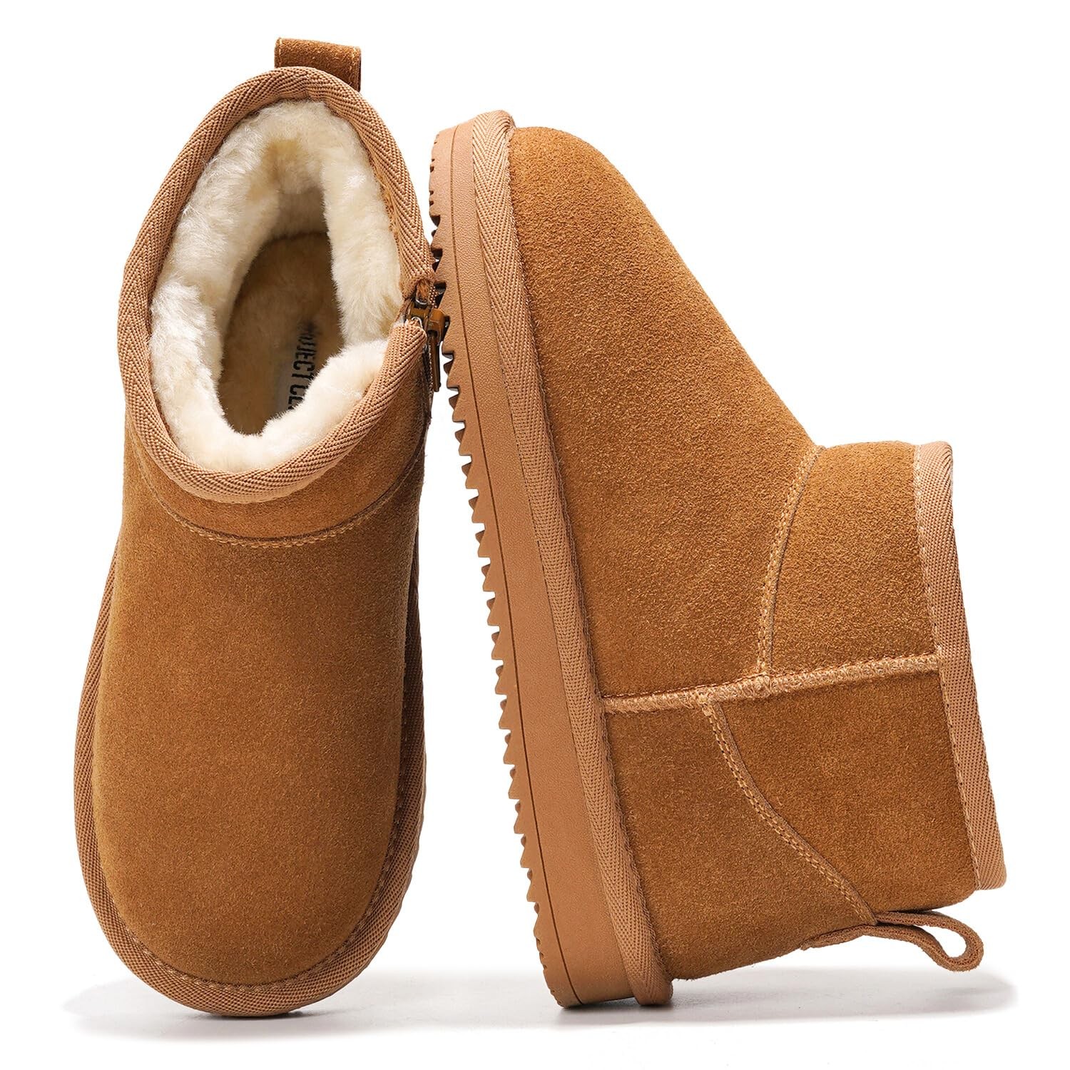 Girls Genuine Leather Fur Ankle Boots, Non-Slip, Memory Foam, Fall & Everyday…