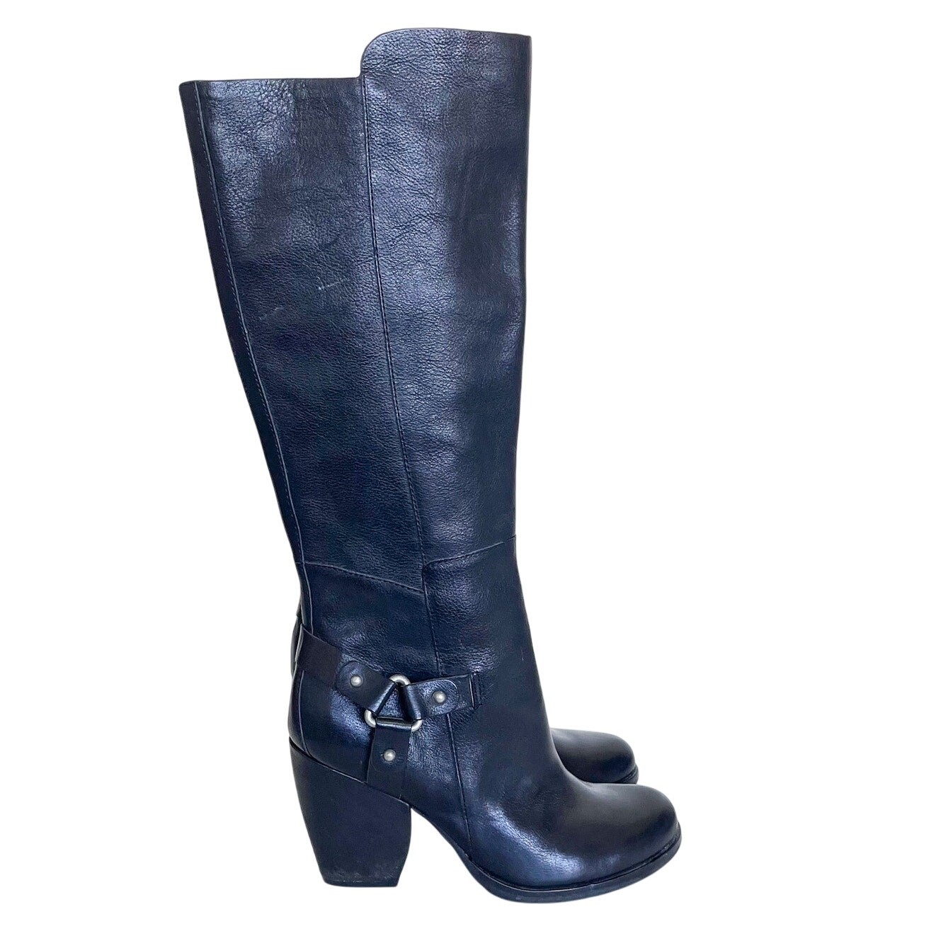 Kork-Ease Olsen Harness Knee High Women Boots 8.5M Black Leather Moto Western