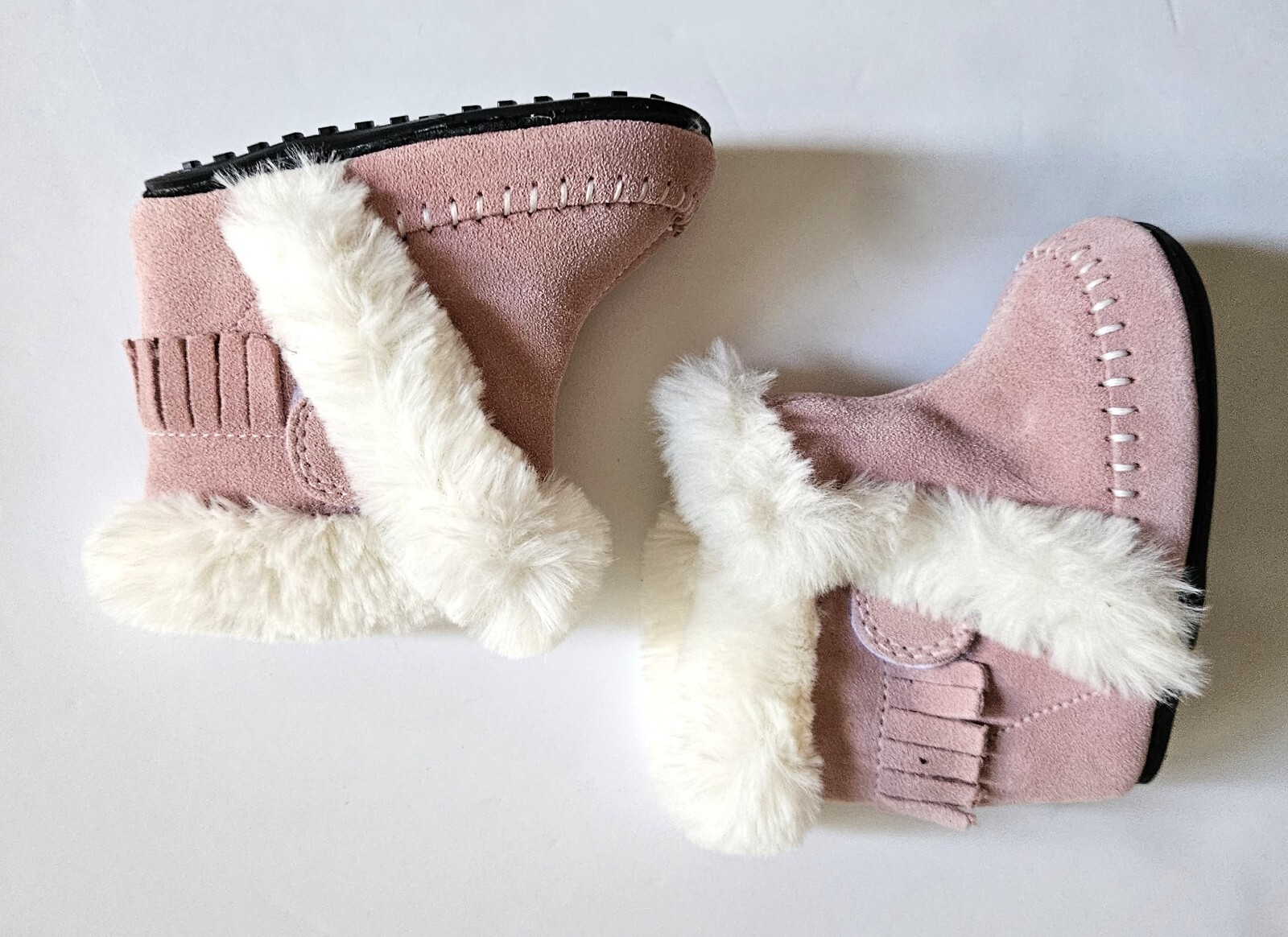 Jack & Lily NEW 12-18 Baby Girls Boots Winter Faux Fur Pink Suede SC1-622