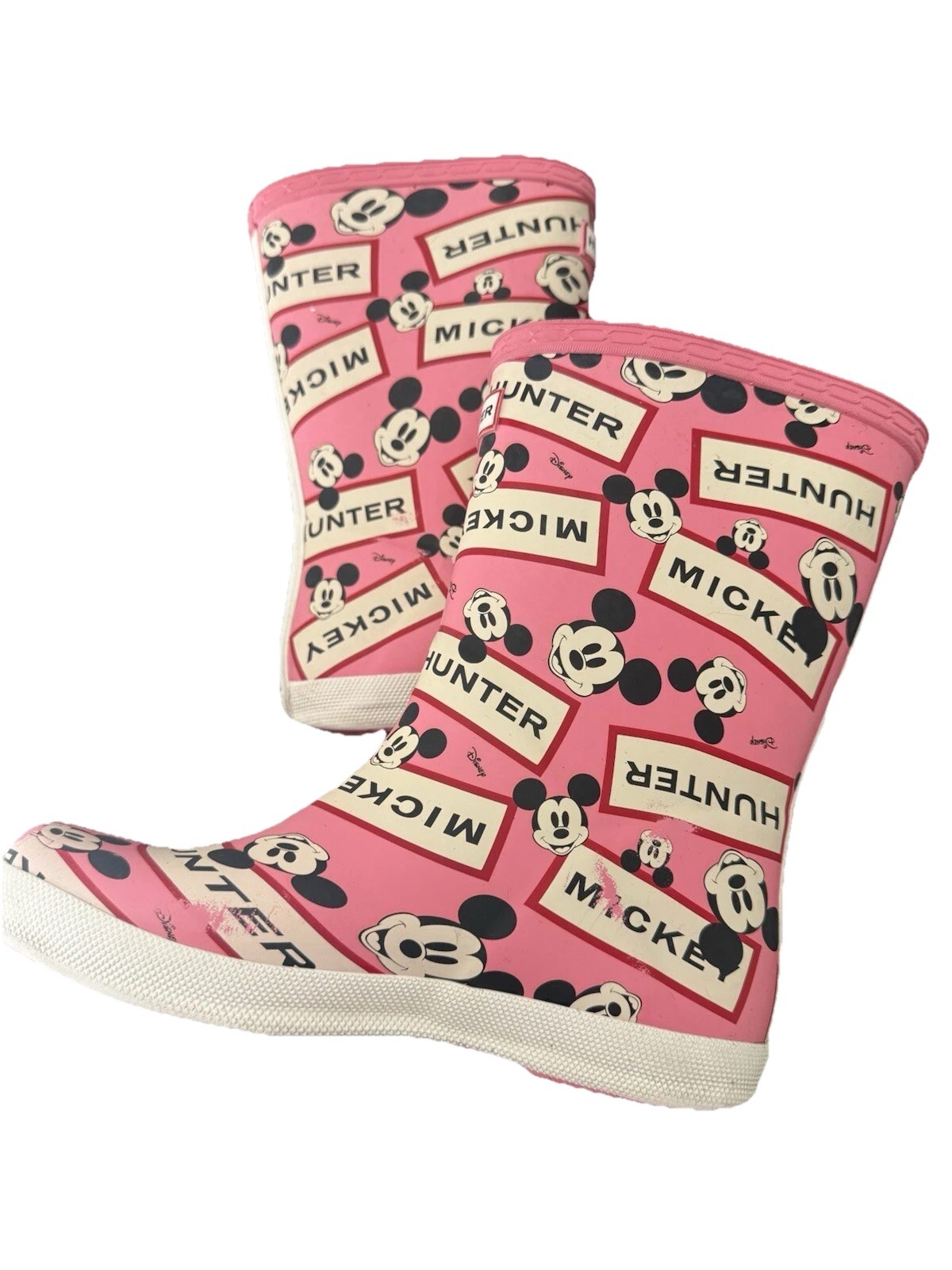 Hunter Disney US 3 Big Girls Boots UK 1 Pink Mickey Mouse Wellies Waterproof