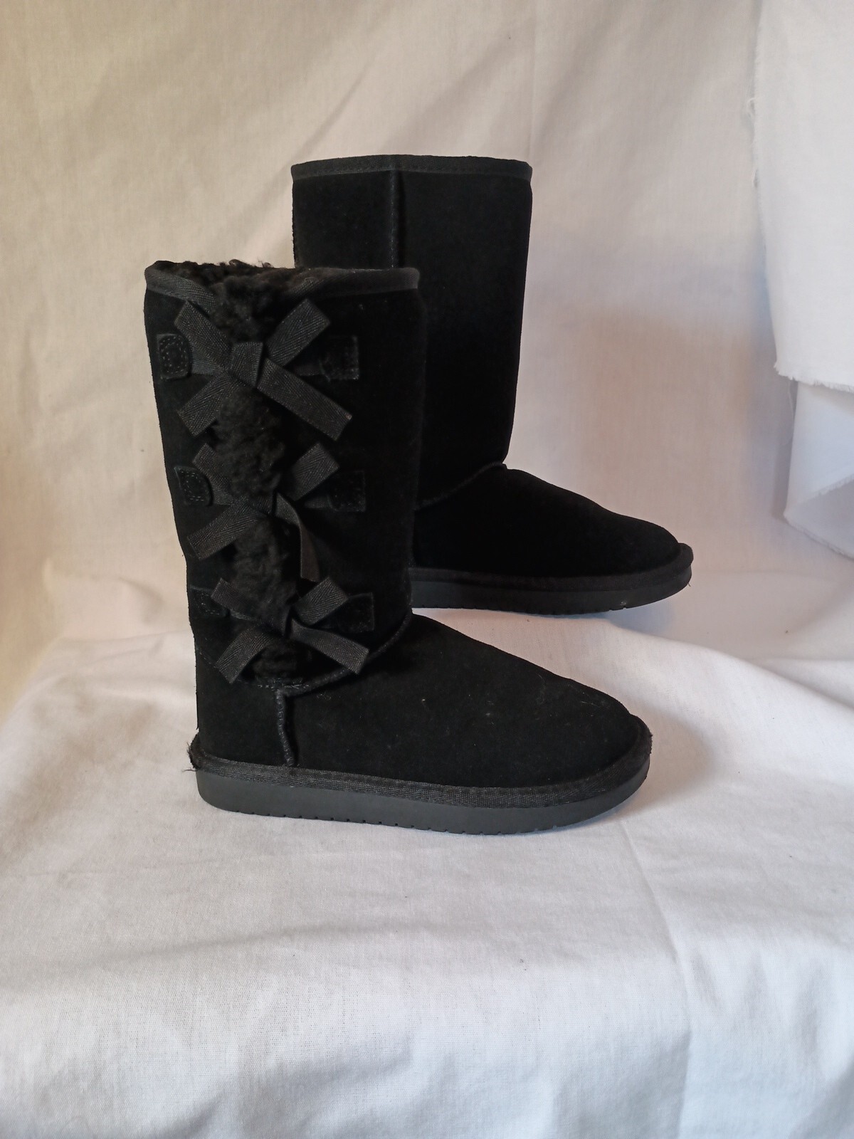 KOOLABURRA BY UGG VICTORIA TALL BOOTS BOWS KIDS GIRLS SIZE 12 BLACK