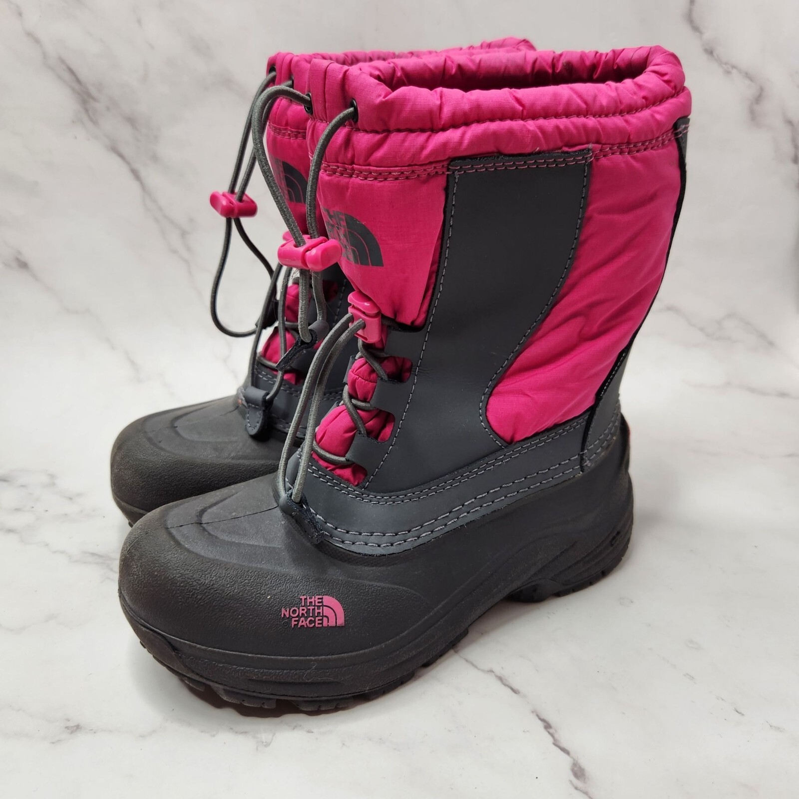 The North Face Alpenglow TT Winter Snow Boots Pink Grey Waterproof Youth Girls 3
