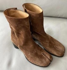 Womens Tabi Split Toe Ankle Boots Leather Fall Winter Block Heels Shoes Party