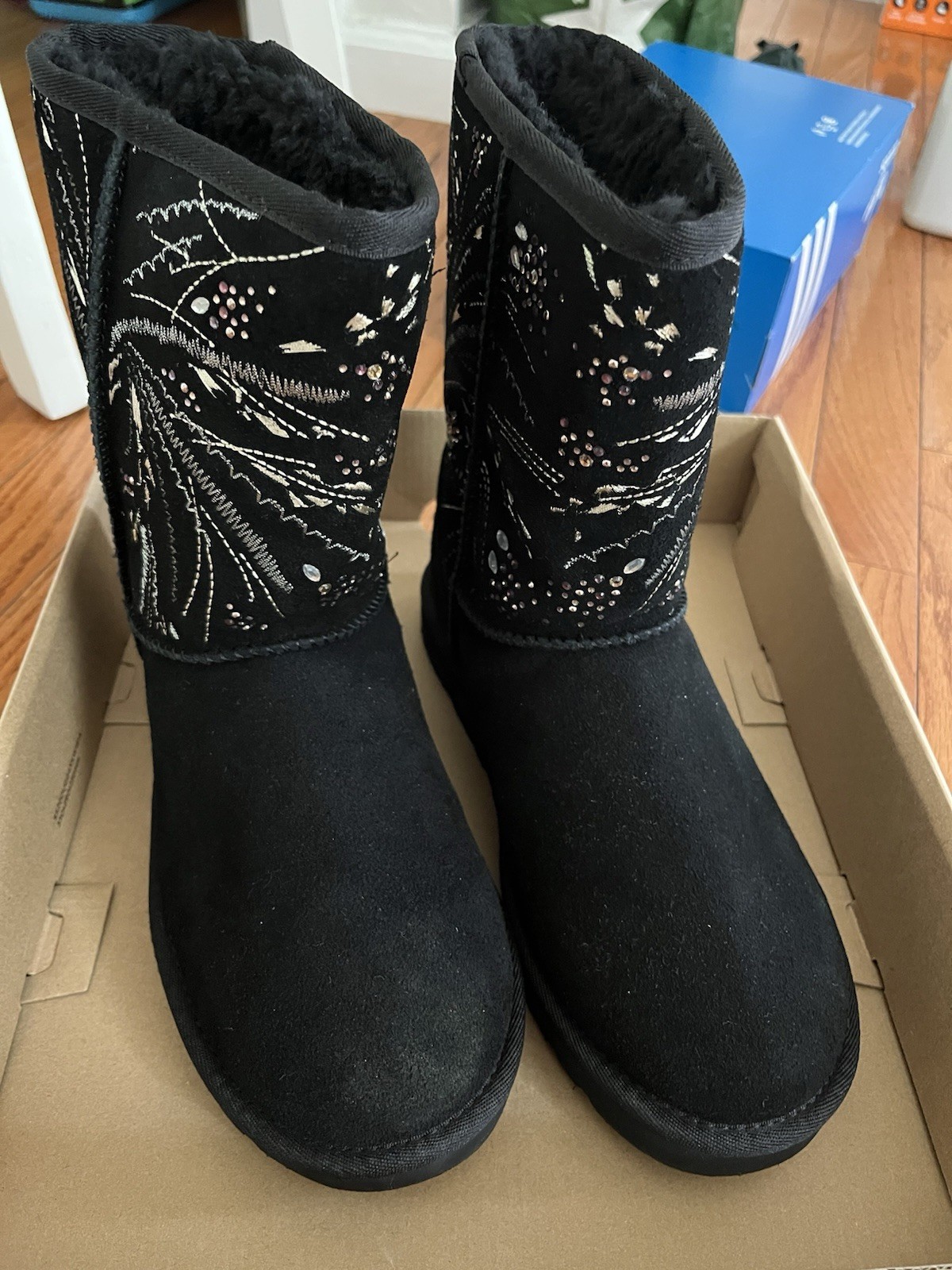 UGG CLASSIC SHORT GOLD BURST WOMEN BOOTS BLACK US 7 /UK 5 /EU 38/JP 24