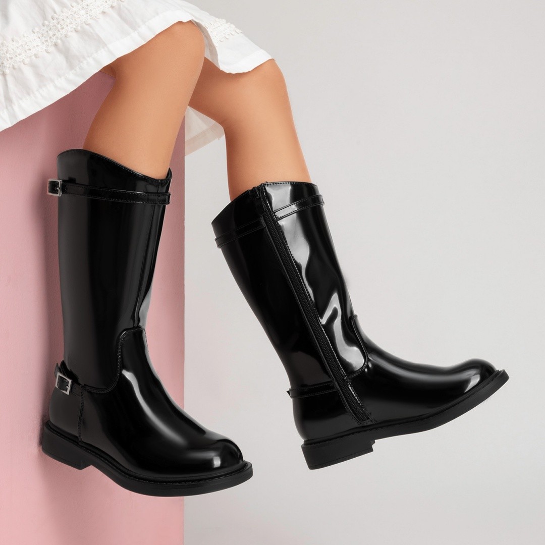 Girls Comfortable Riding Boots Knee High with Easy Side Zipper For Kids Wear