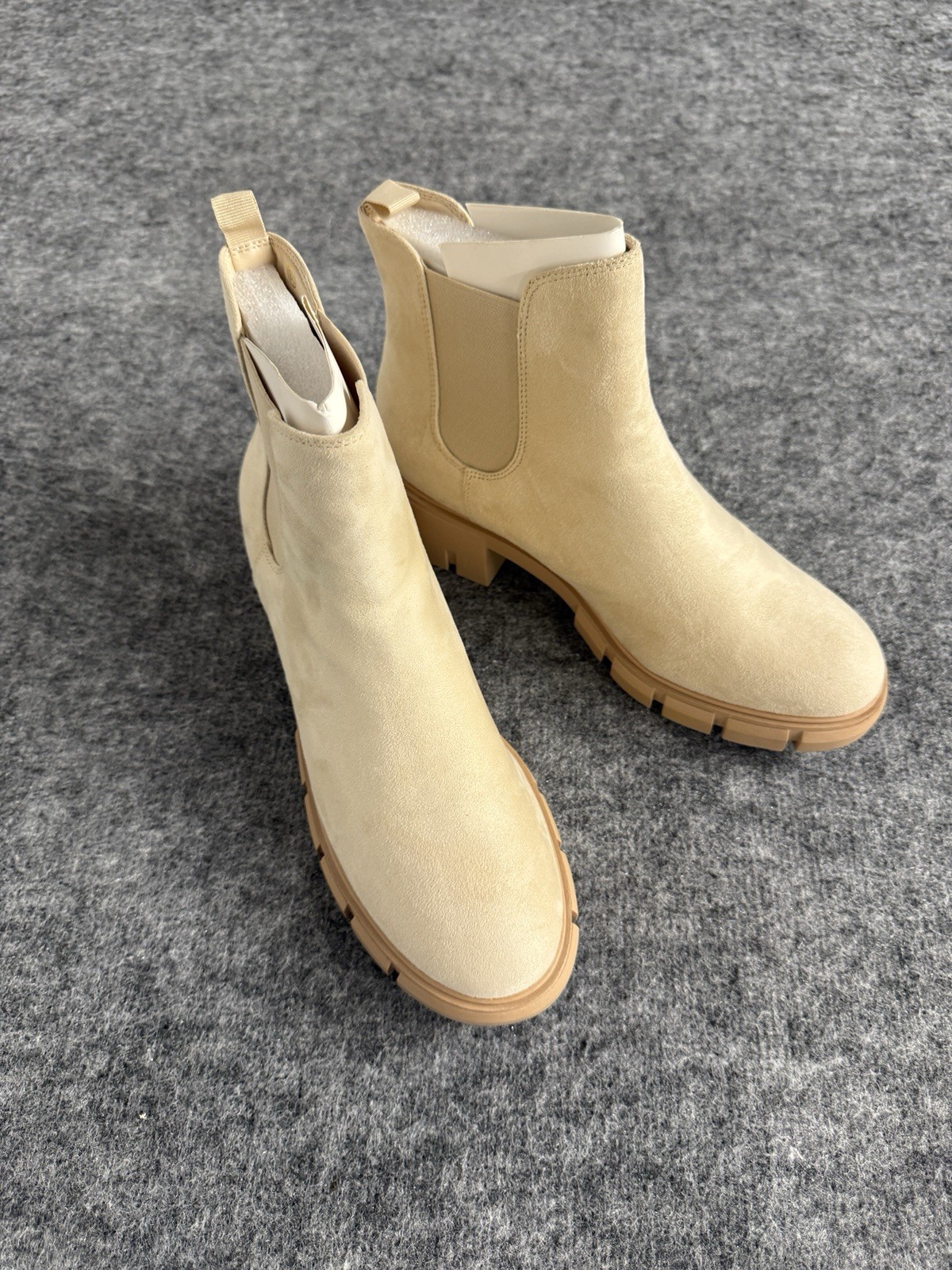 Women Boots Zby 9.5 Beige Suede Casual Ankle Boots Shoes N323