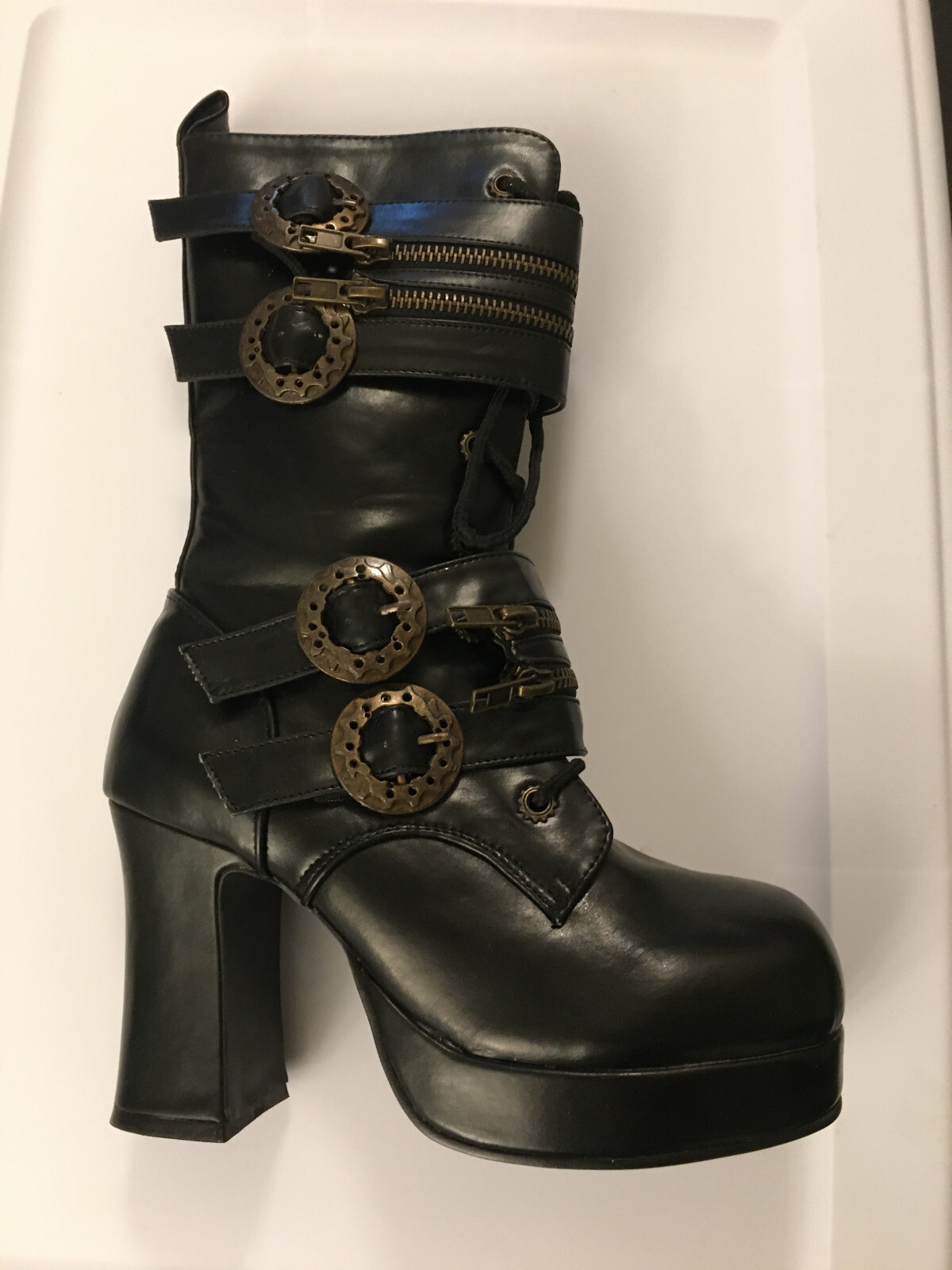 Steam Punk Style Women Boots size 8 – Demonia USED ONCE – Boot Box INCLUDED