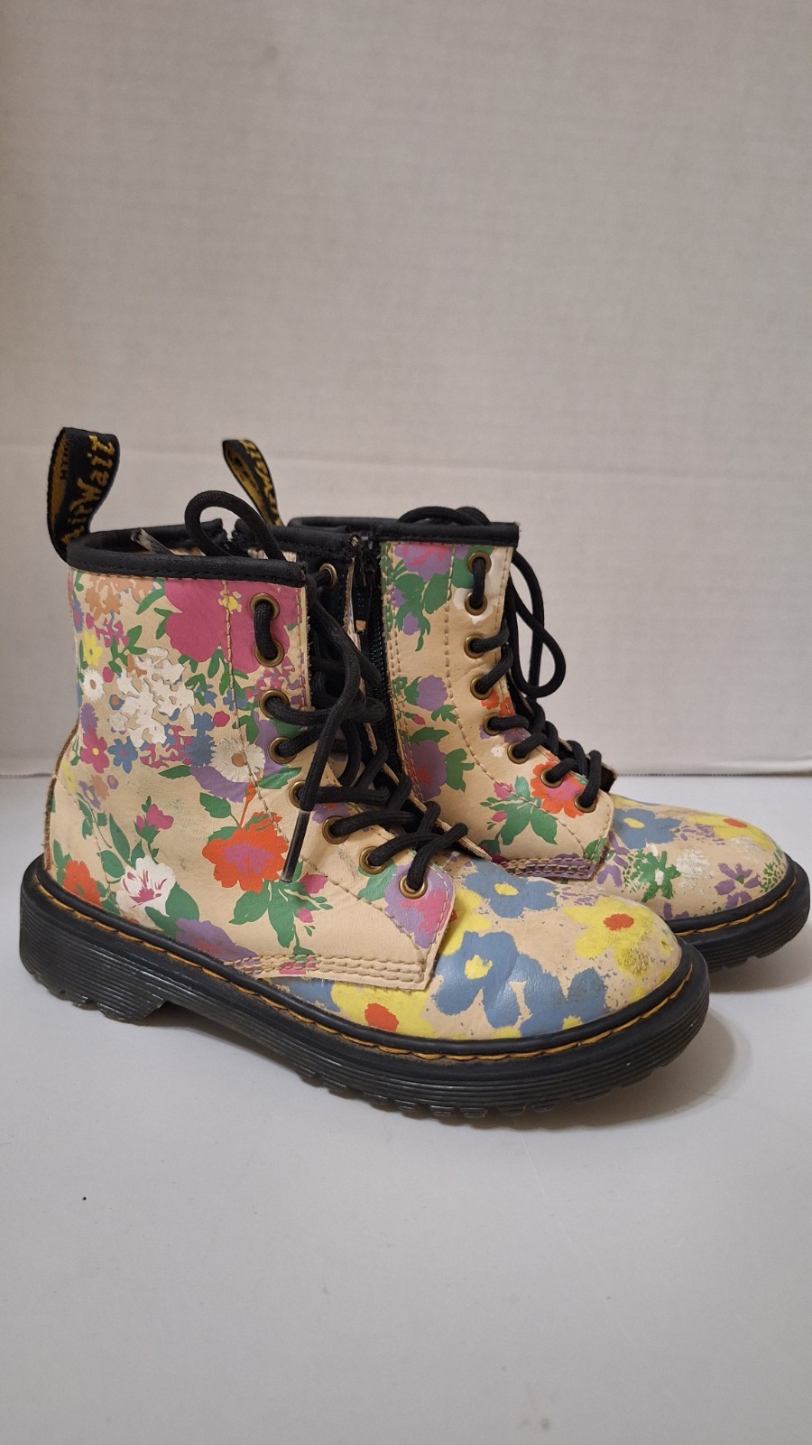 Dr. Martens Floral Mash Up Leather 1460 Size 12 Girls Boots Air Wair