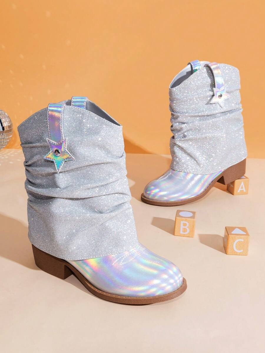 Cowgirl Boots Mid Calf Boots Western Removable Fold Over Embroidered Fashion