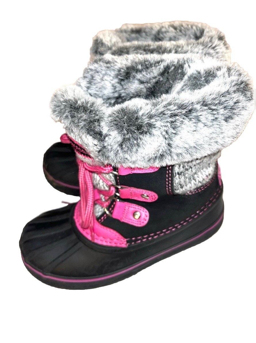 London Fog Girls Winter Boots Black and Pink Size 12